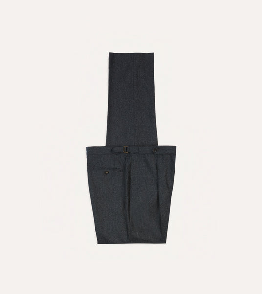 Grey Wool Flannel Single Pleat Trouser – Drakes US