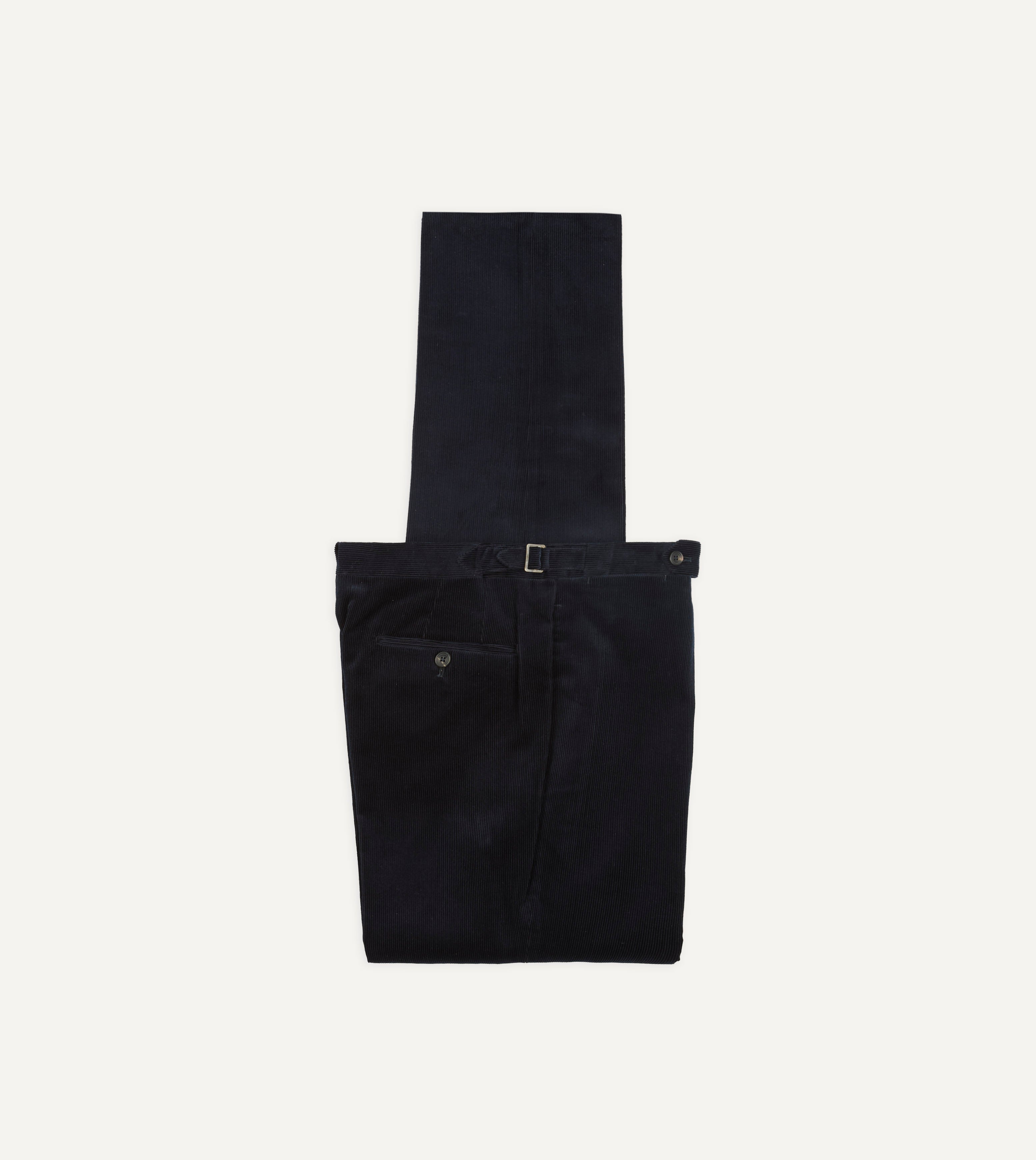 Navy Mid-Wale Corduroy Single Pleat Trouser