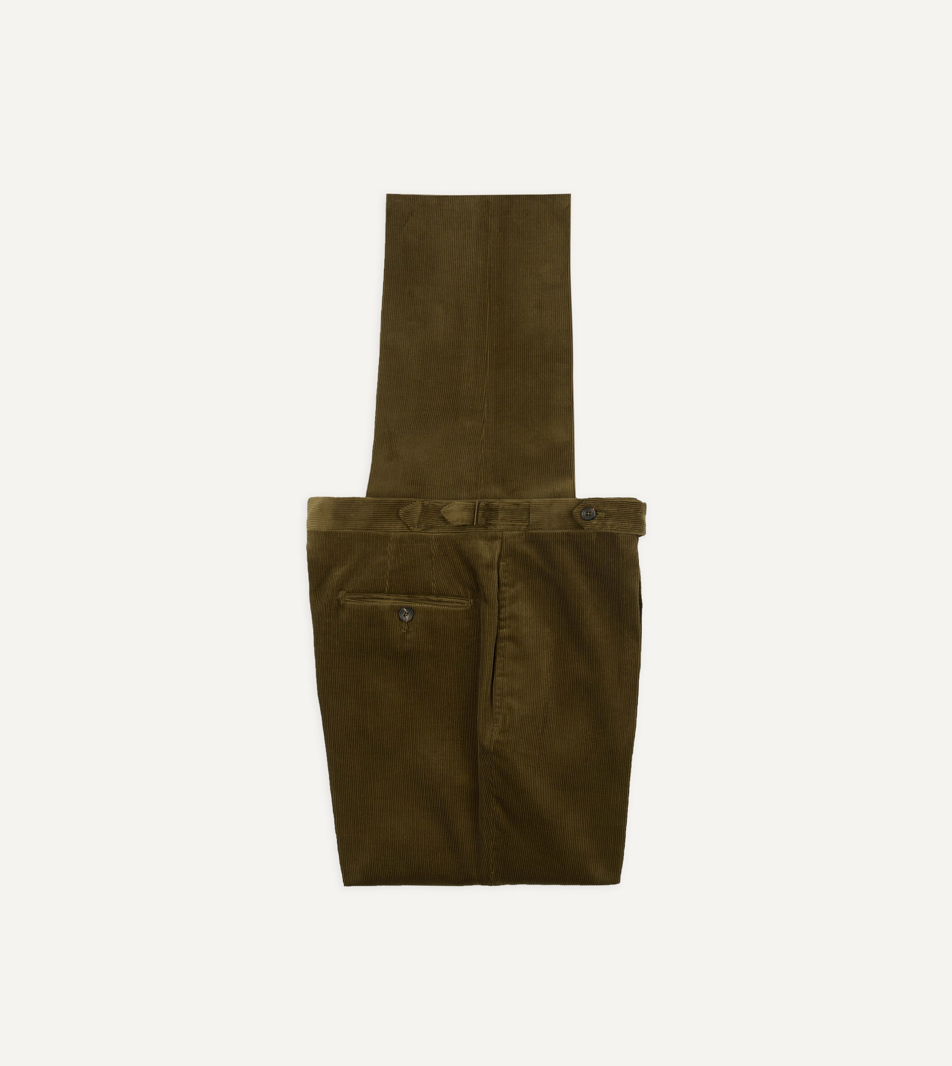Olive Mid-Wale Corduroy Single Pleat Trouser