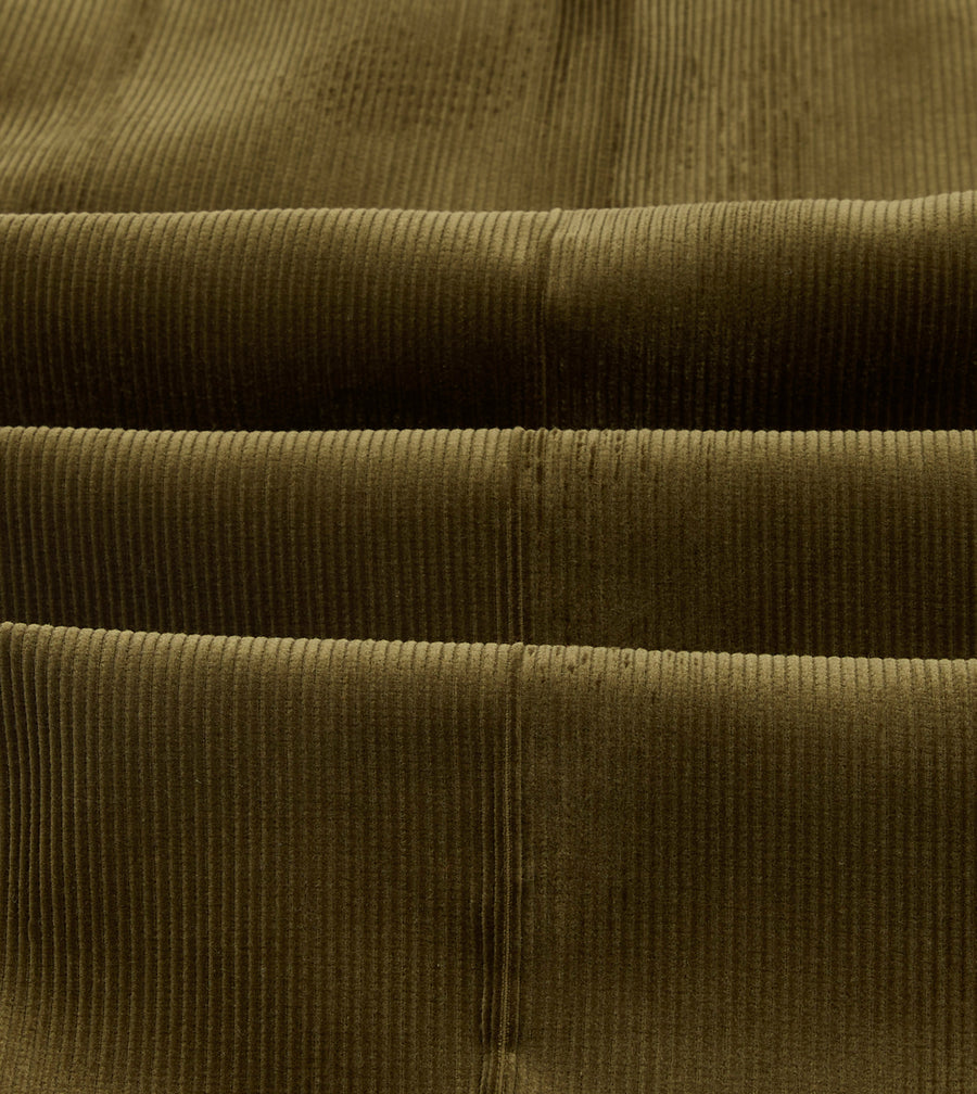 Olive Mid-Wale Corduroy Single Pleat Trouser
