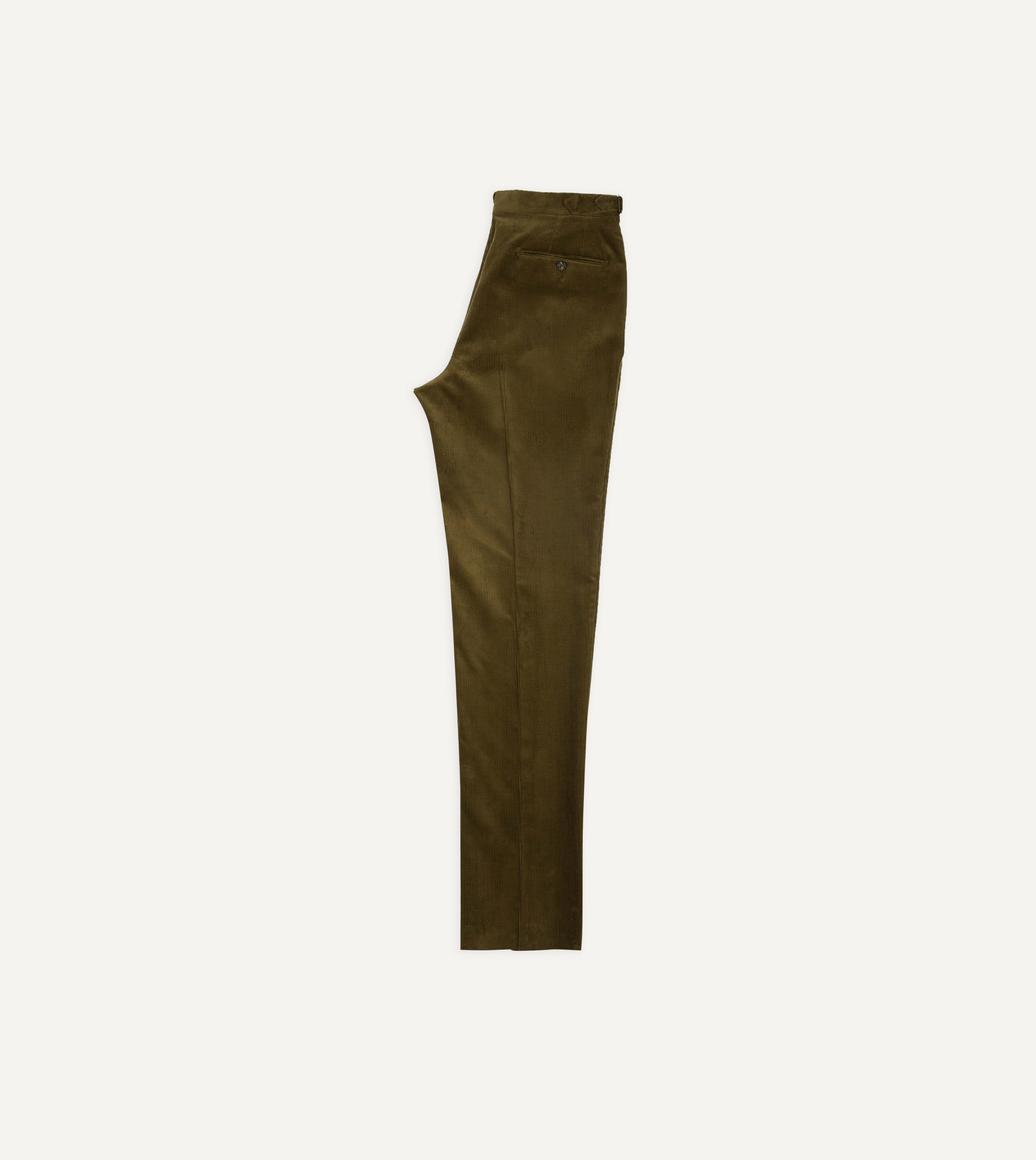 Olive Mid-Wale Corduroy Single Pleat Trouser