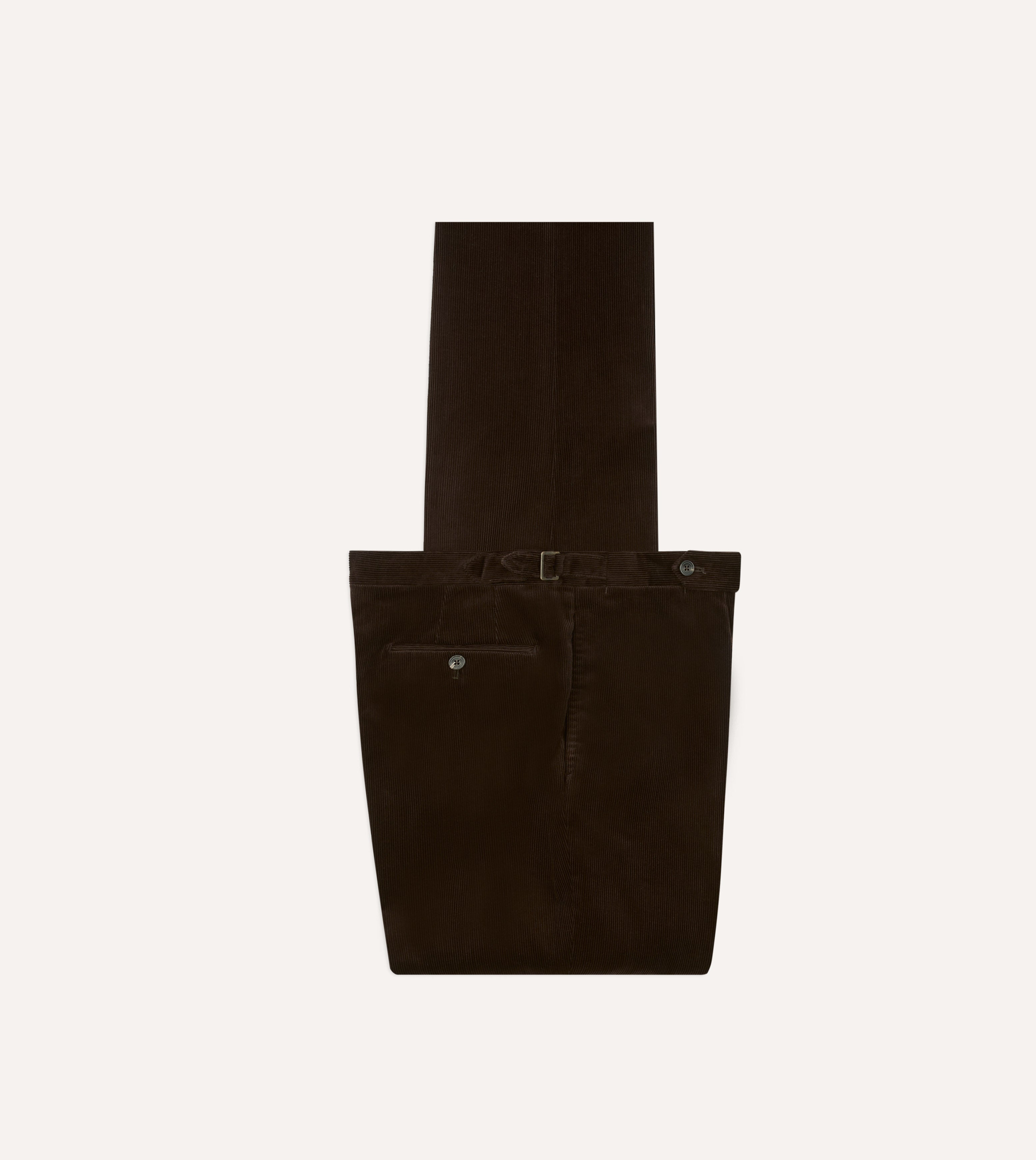 Brown Mid-Wale Corduroy Single Pleat Trouser