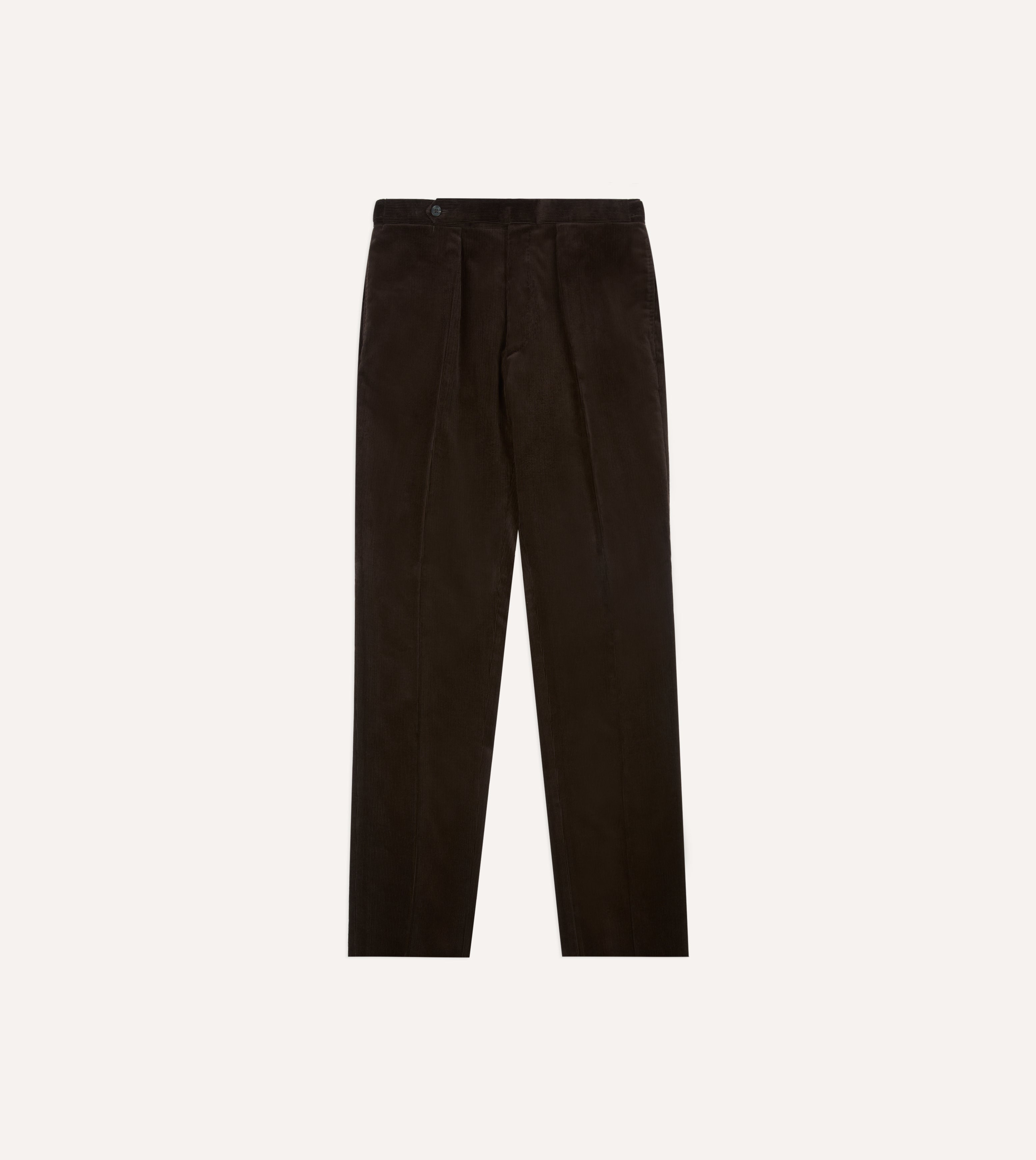 Brown Mid-Wale Corduroy Single Pleat Trouser – Drakes US