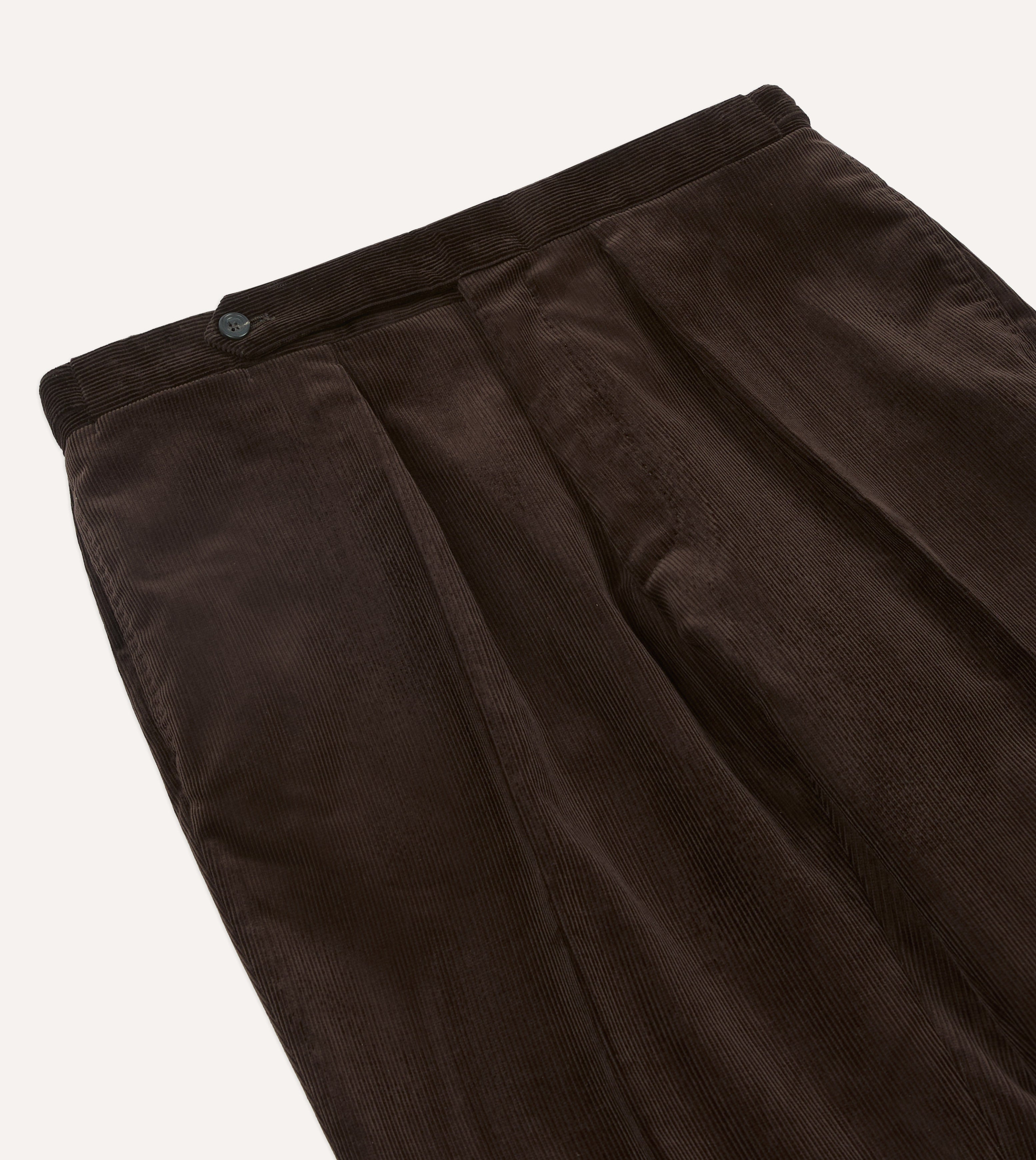 Brown Mid-Wale Corduroy Single Pleat Trouser – Drakes US