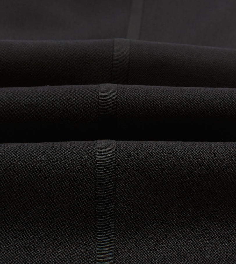 Black Barathea Wool Single Pleat Dinner Trousers