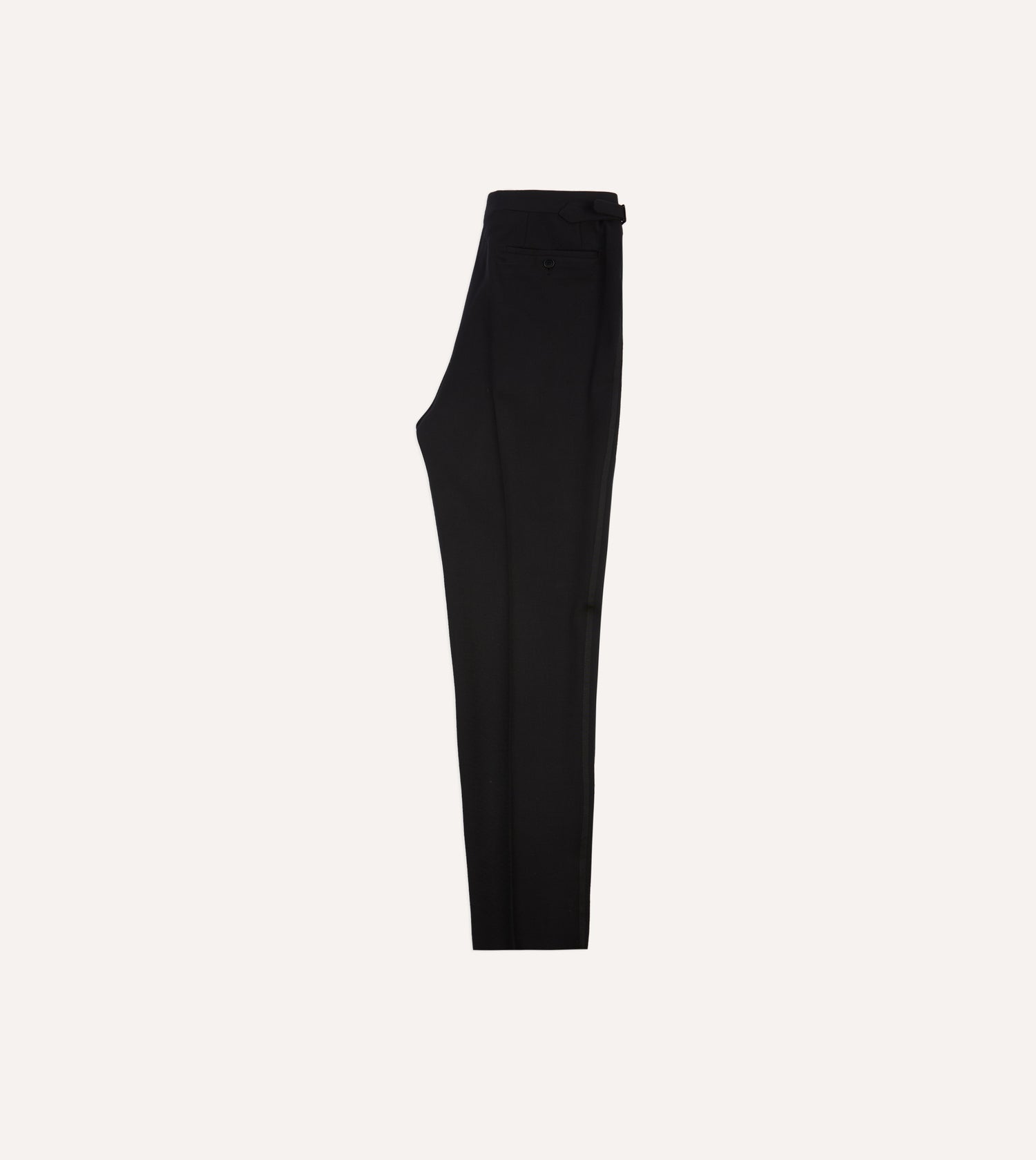 Black Barathea Wool Single Pleat Dinner Trousers