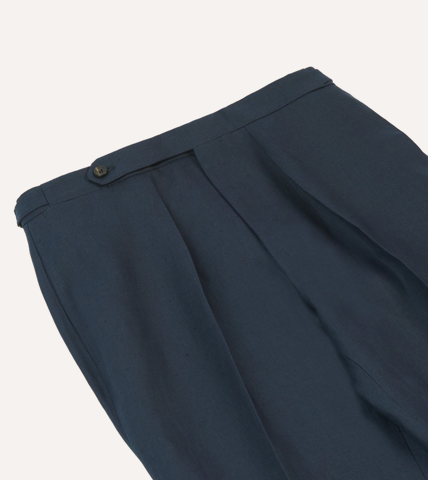 Navy Irish Linen Single Pleat Trouser