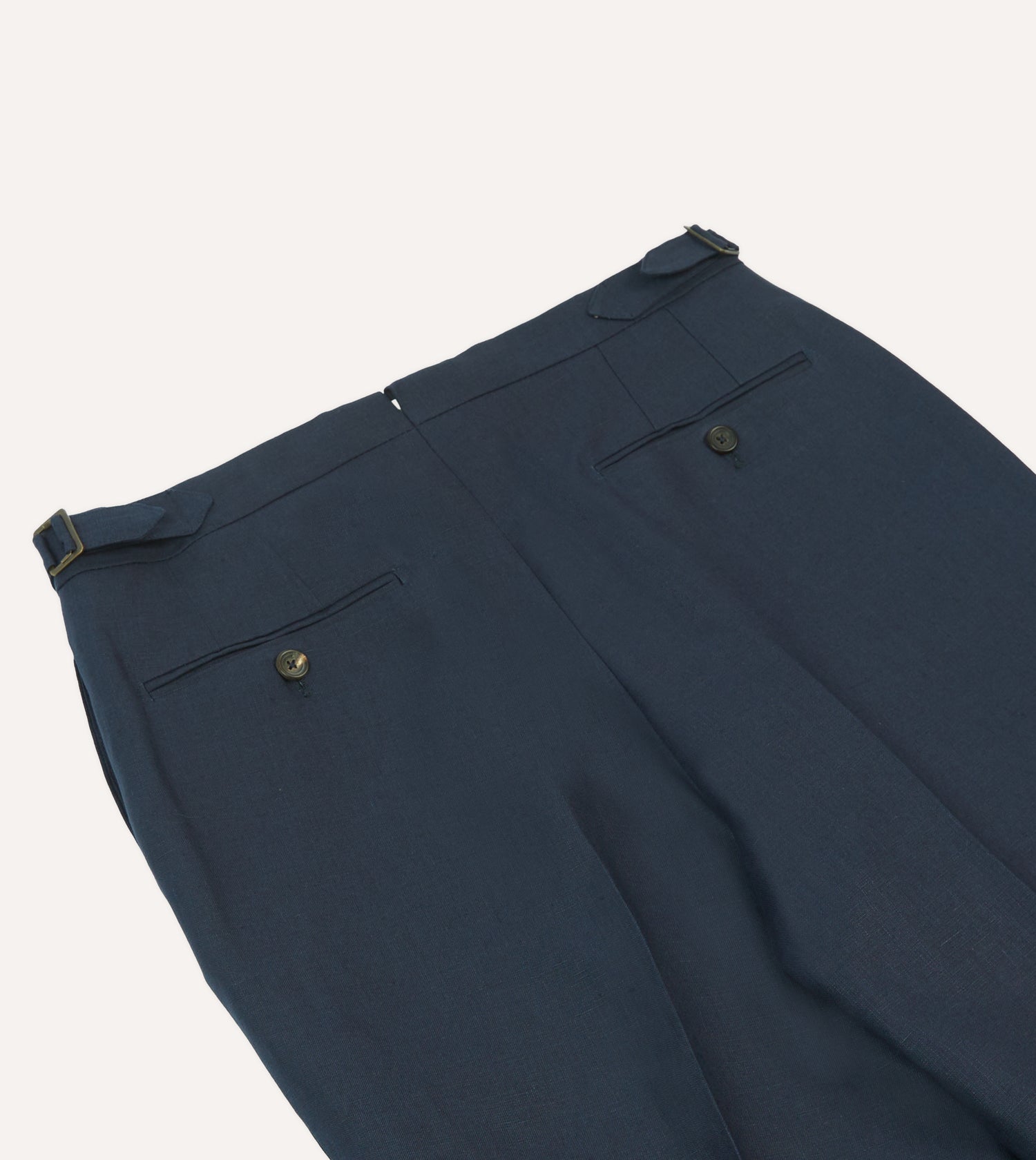 Navy Irish Linen Single Pleat Trouser