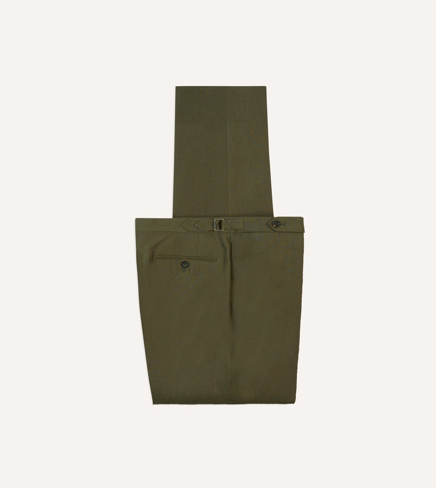 Olive Irish Linen Single Pleat Trouser