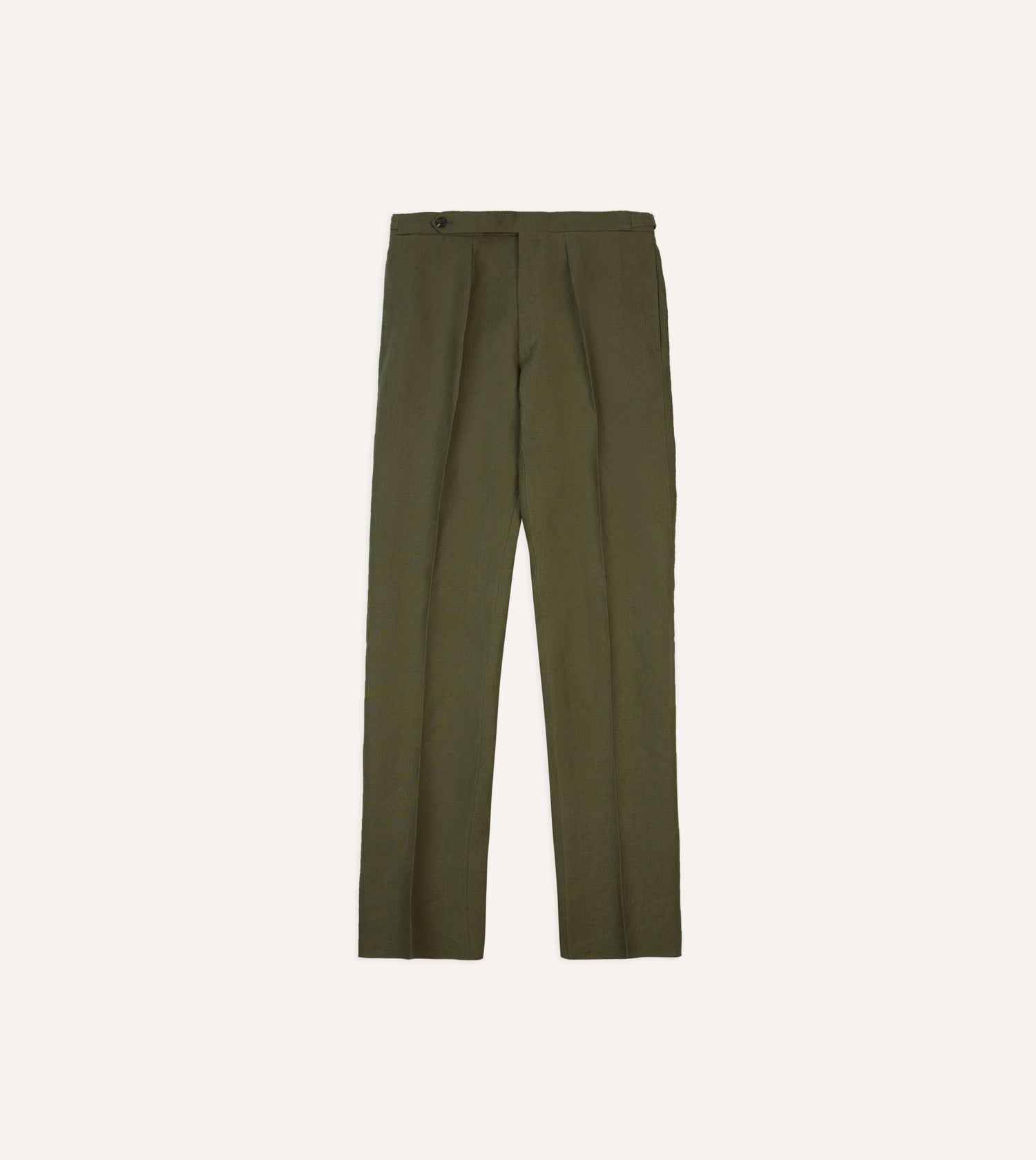 Olive Irish Linen Single Pleat Trouser