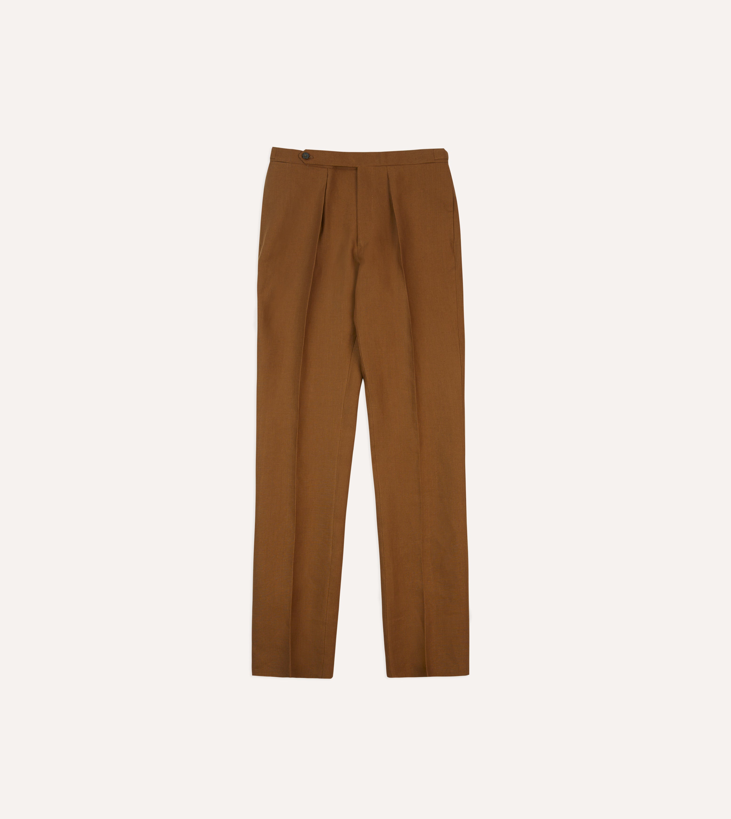 Brown Irish Linen Single Pleat Trouser – Drakes US