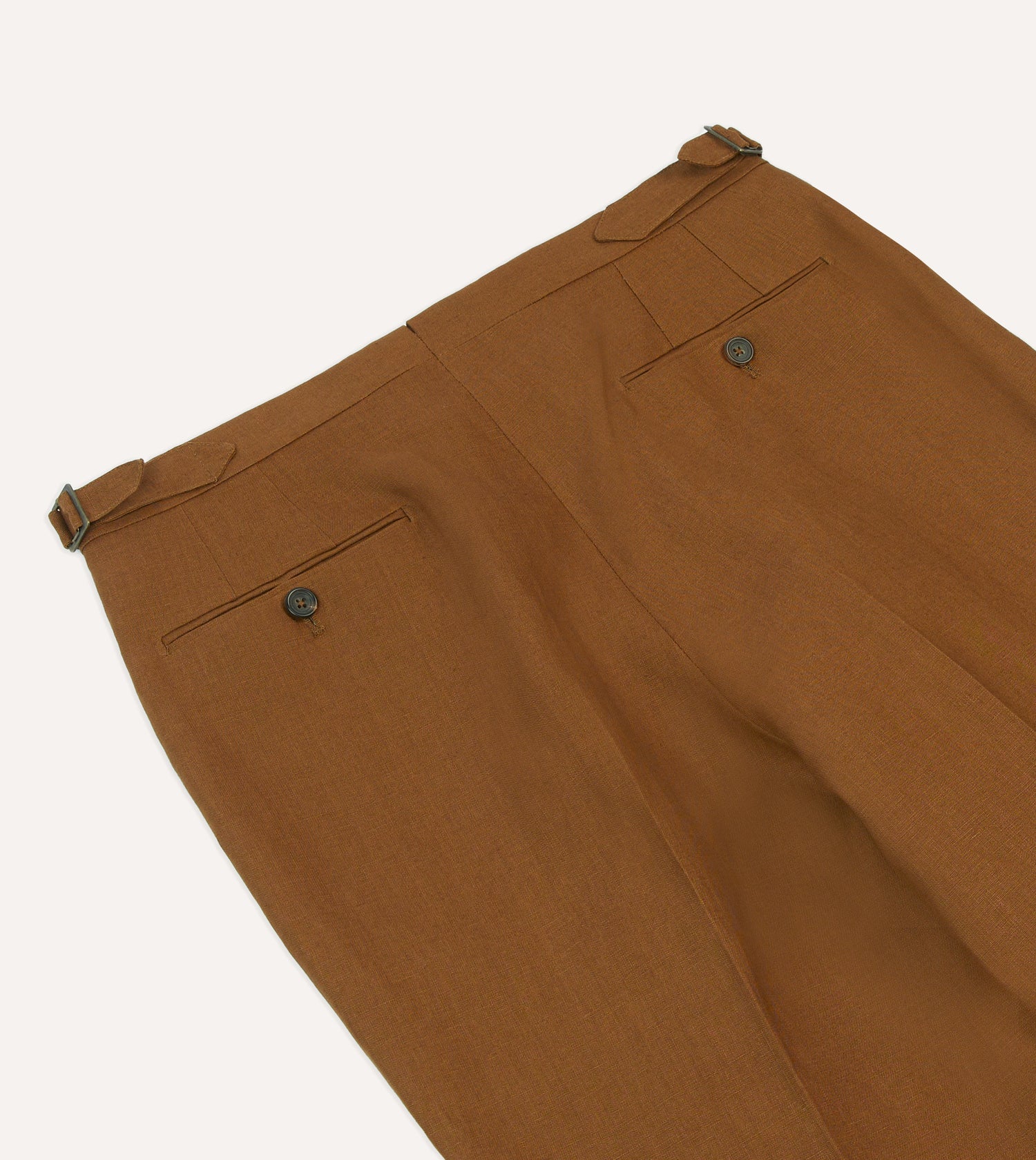 Brown Irish Linen Single Pleat Trouser