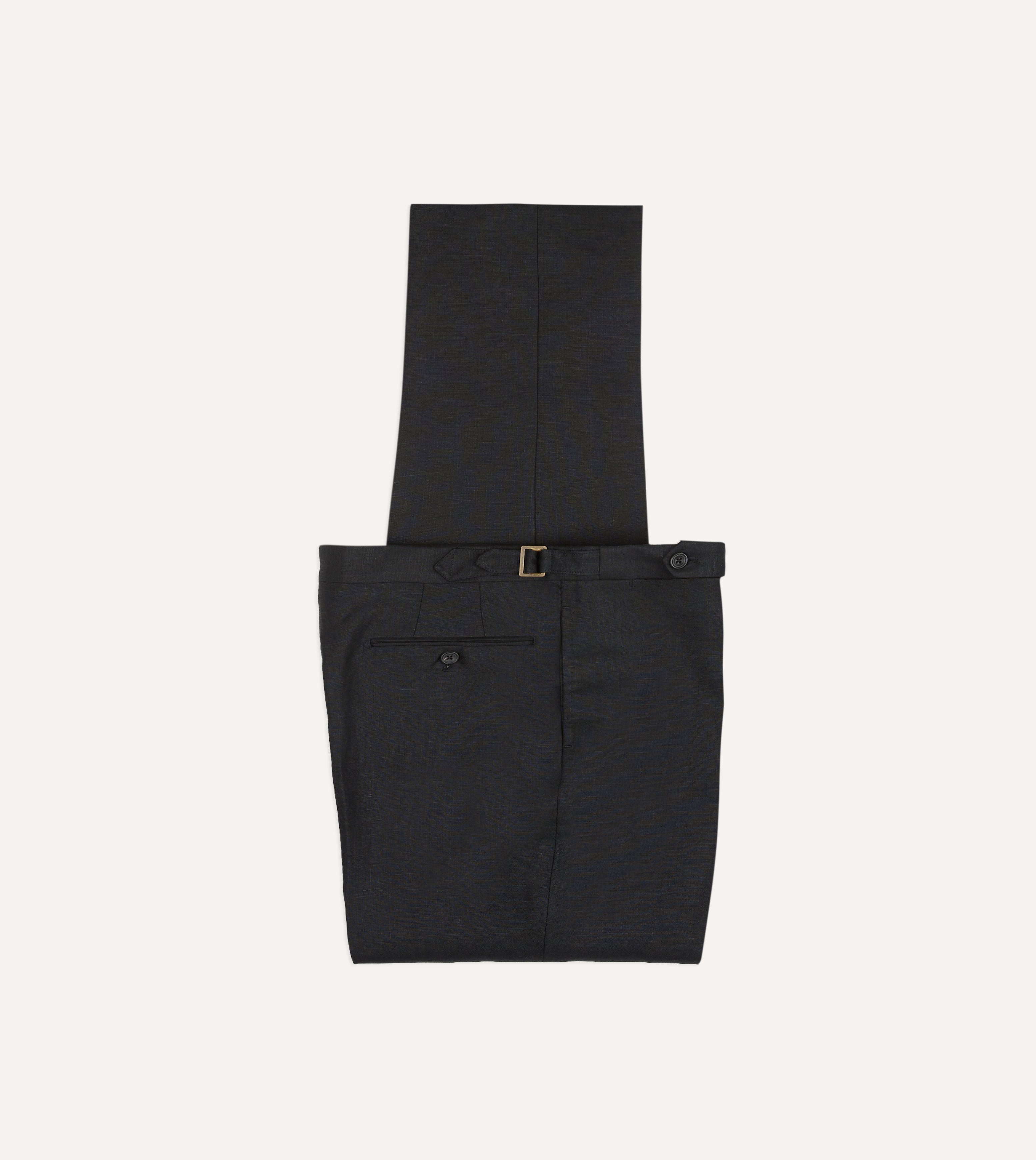 Black Irish Linen Single Pleat Trouser