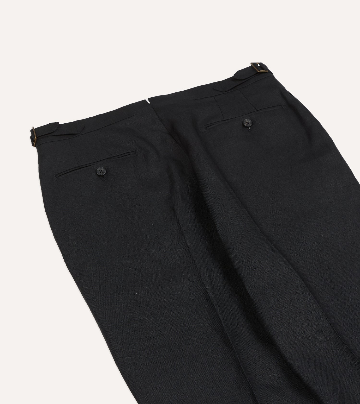 Black Irish Linen Single Pleat Trouser