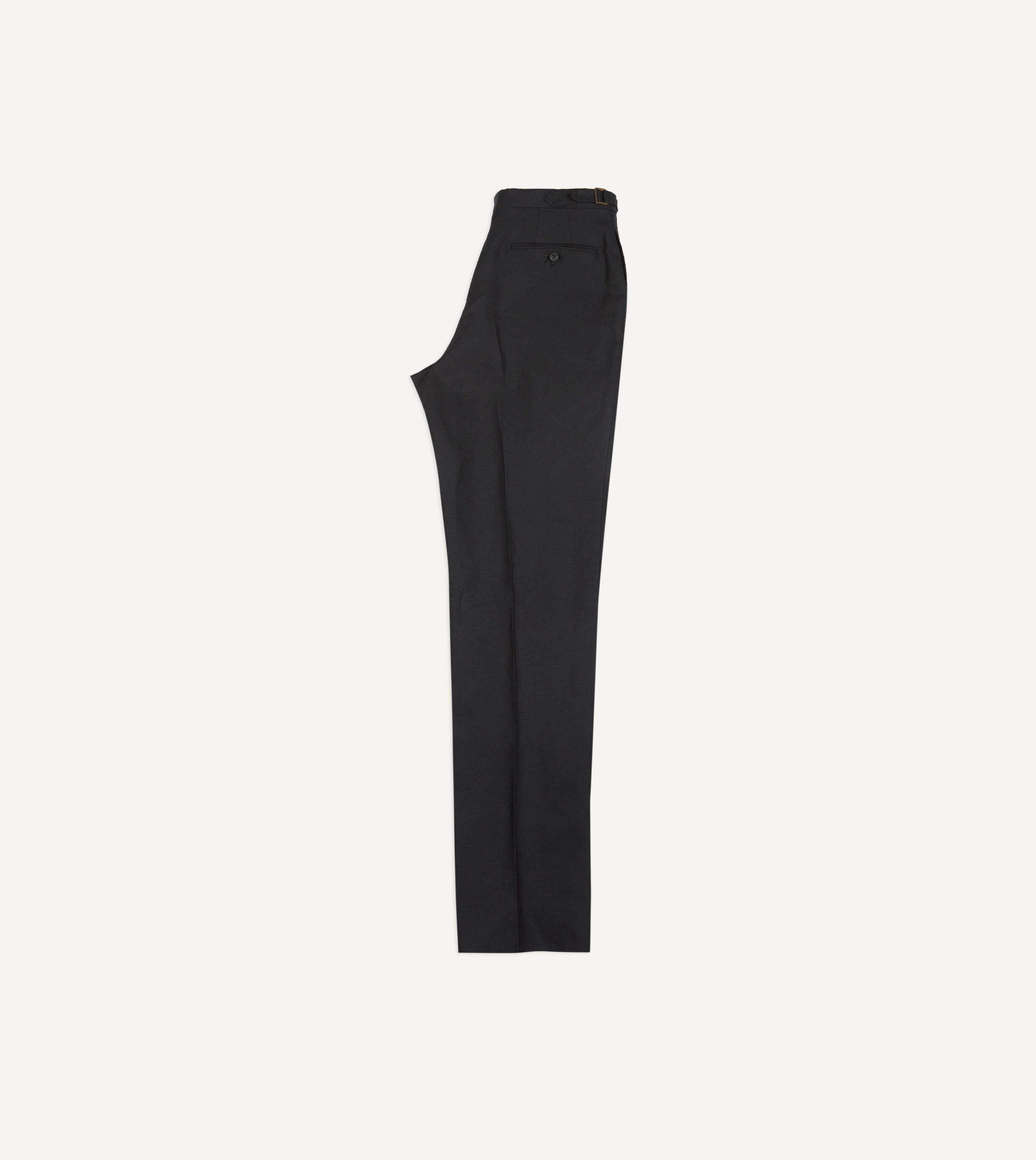 Black Irish Linen Single Pleat Trouser