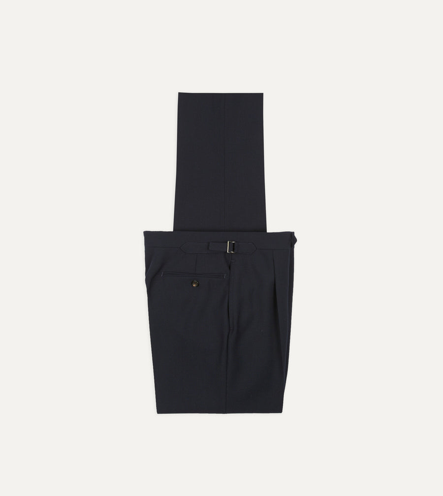 Dark Navy Fresco® Wool Single Pleat Trouser
