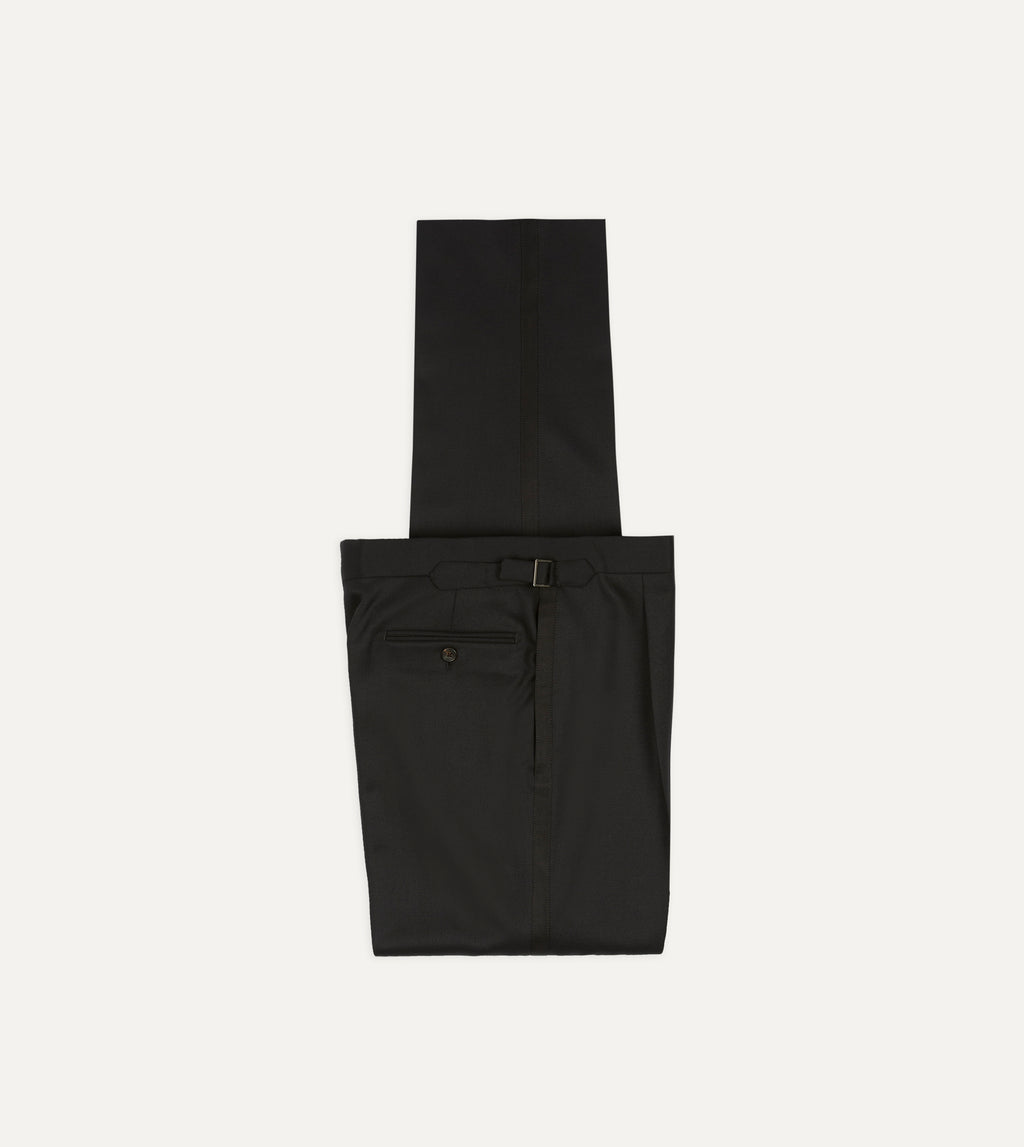 Black Barathea Wool Dinner Trousers – Drakes US