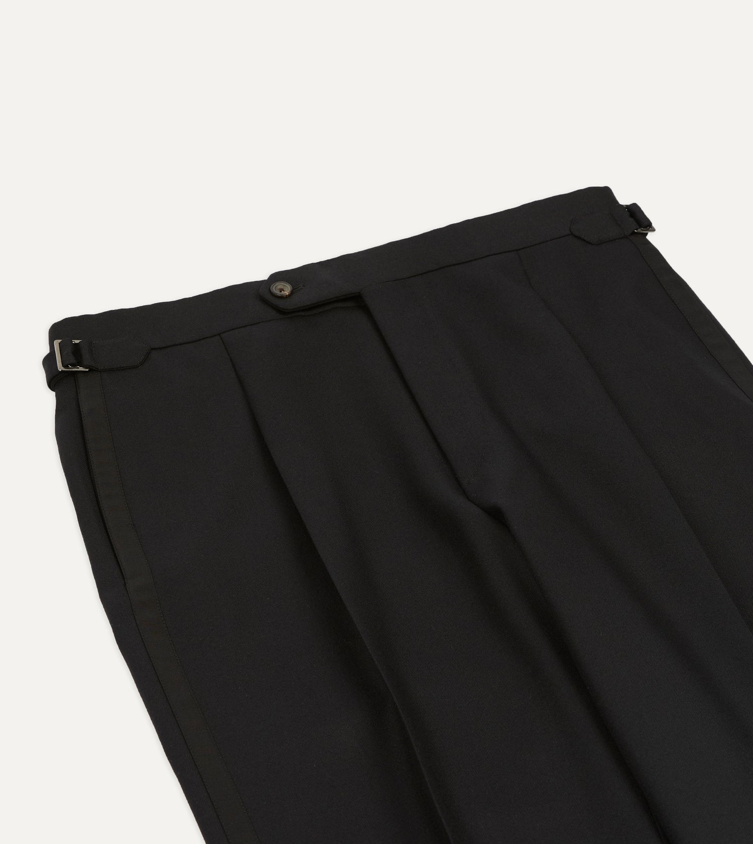 Black Barathea Wool Dinner Trousers