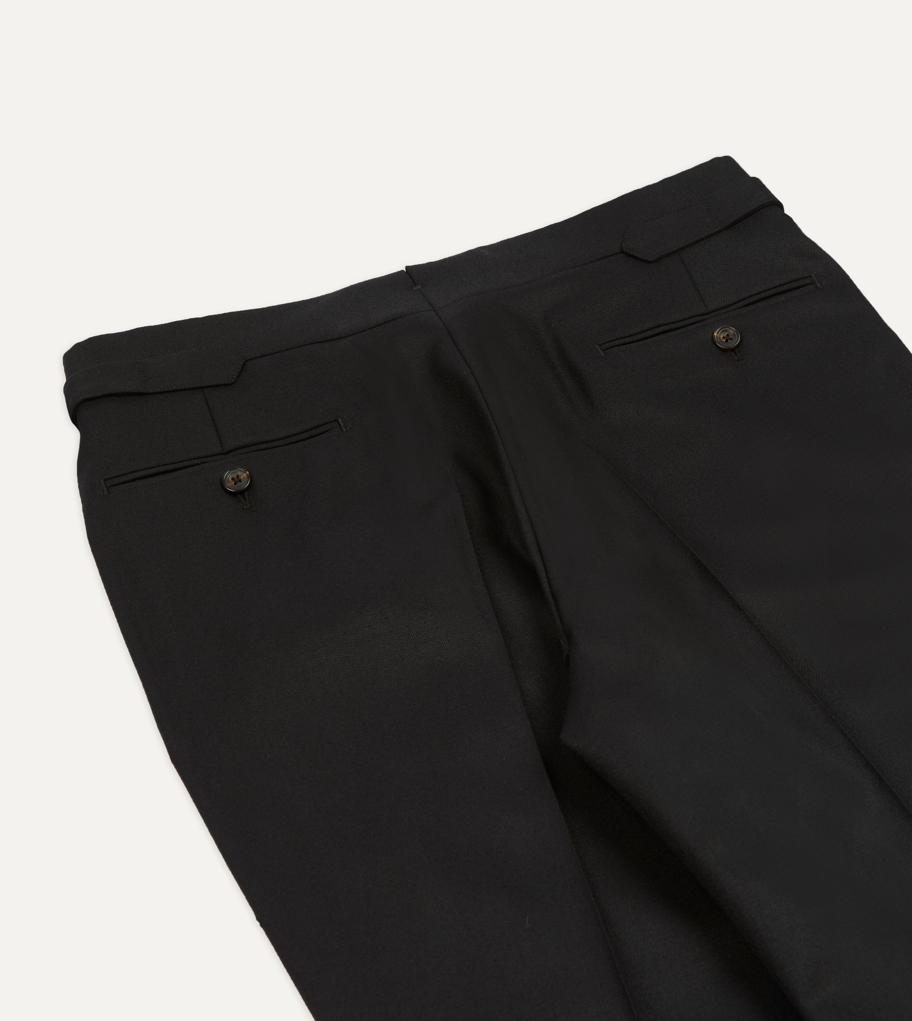 Black Barathea Wool Dinner Trousers – Drakes US