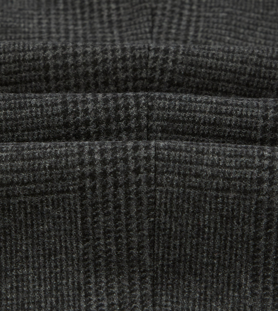 Grey Prince of Wales Check Wool Flannel Single-Pleat Trouser