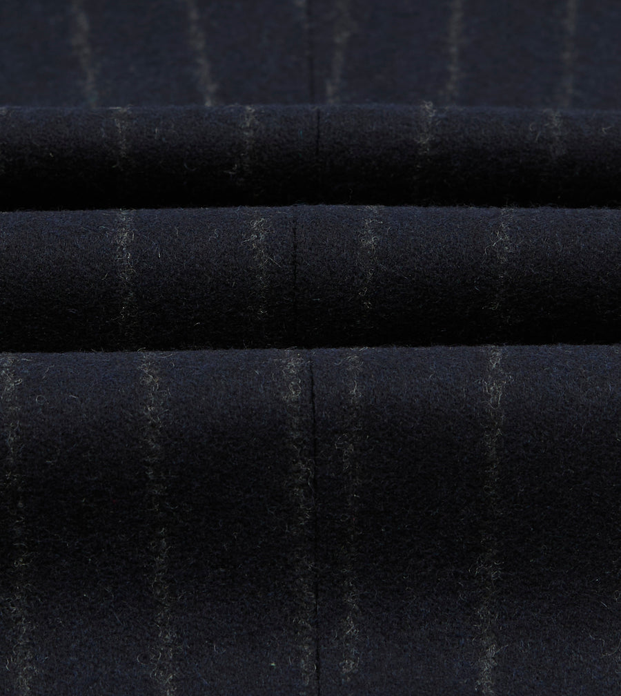 Navy Chalkstripe Wool Flannel Single-Pleat Trouser
