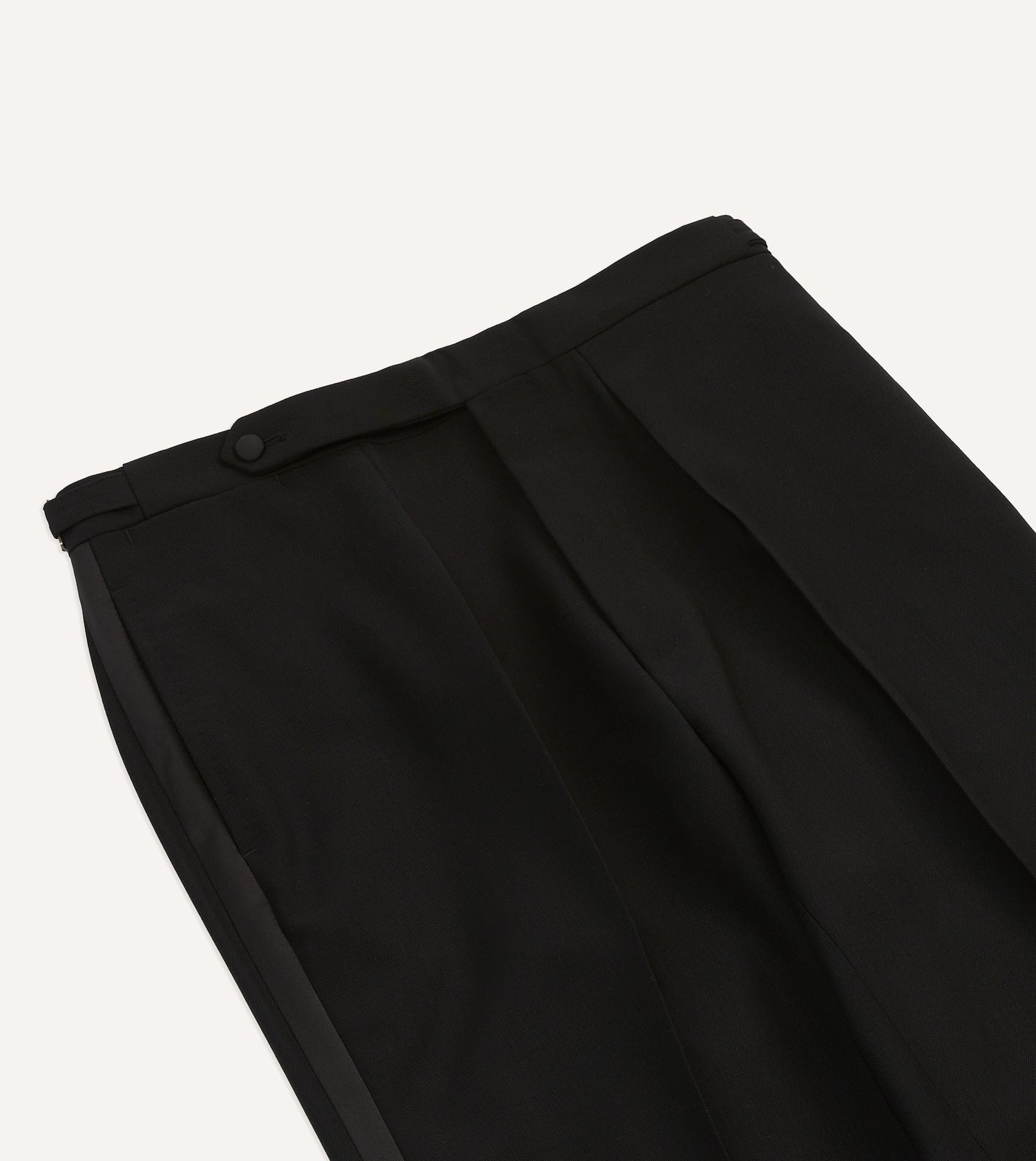 Black Wool Shawl Collar Tuxedo Trousers