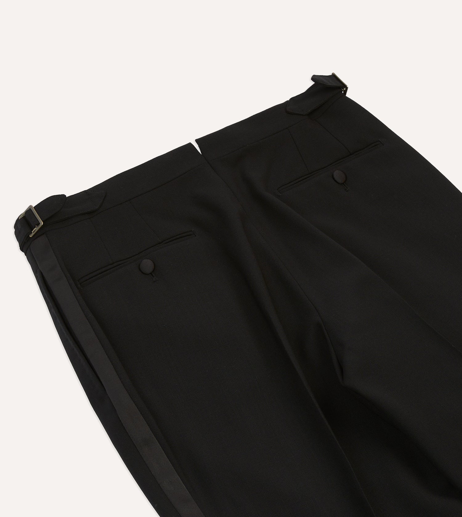 Black Wool Shawl Collar Tuxedo Trousers