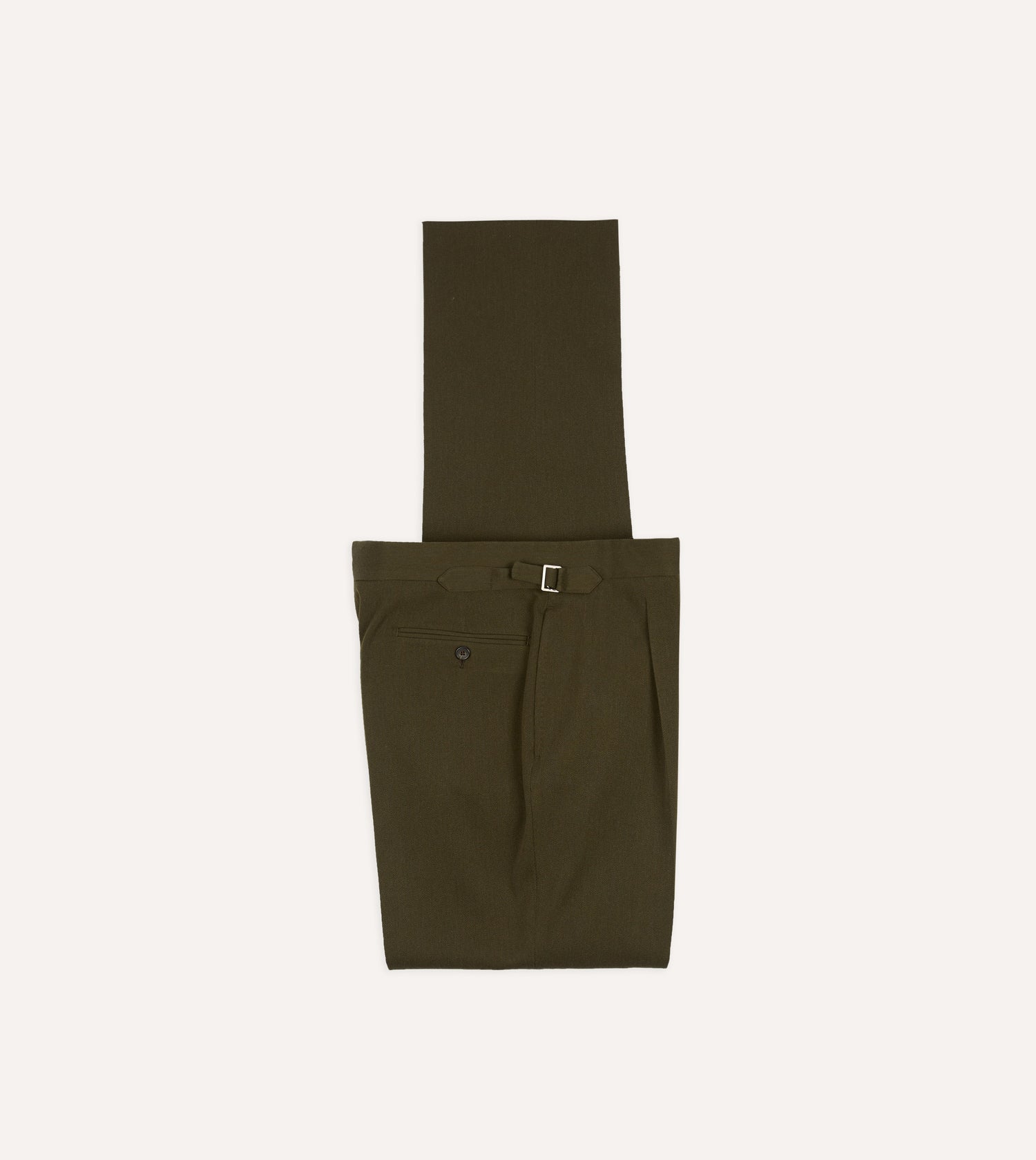 Olive Wool-Cotton Single Pleat Trouser