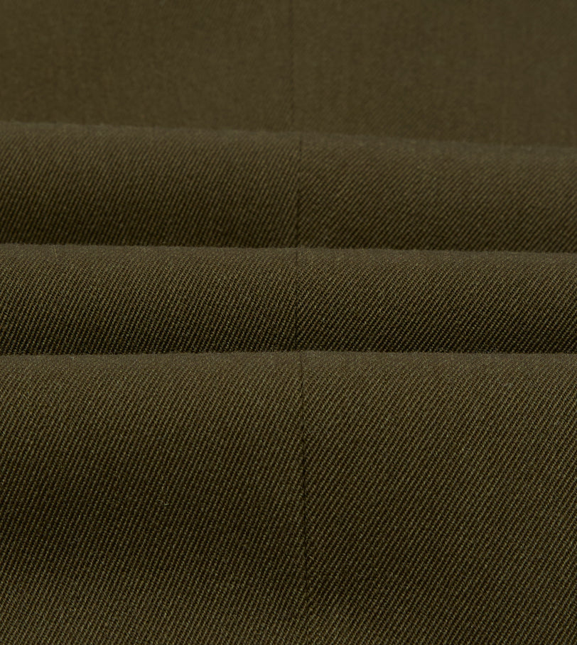 Olive Wool-Cotton Single Pleat Trouser