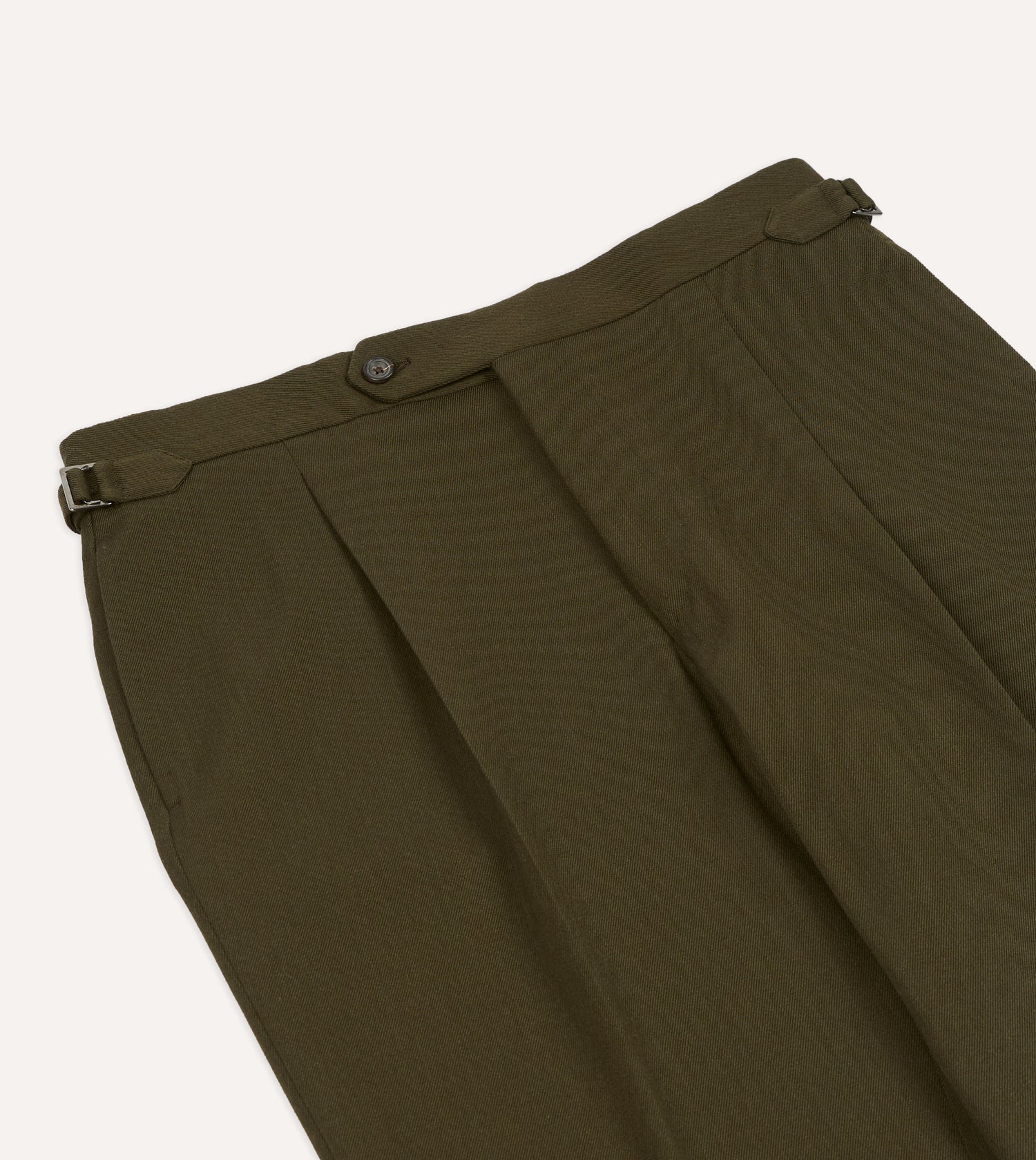 Olive Wool-Cotton Single Pleat Trouser