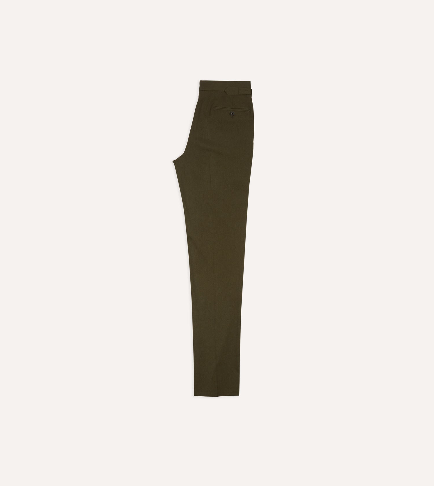 Olive Wool-Cotton Single Pleat Trouser
