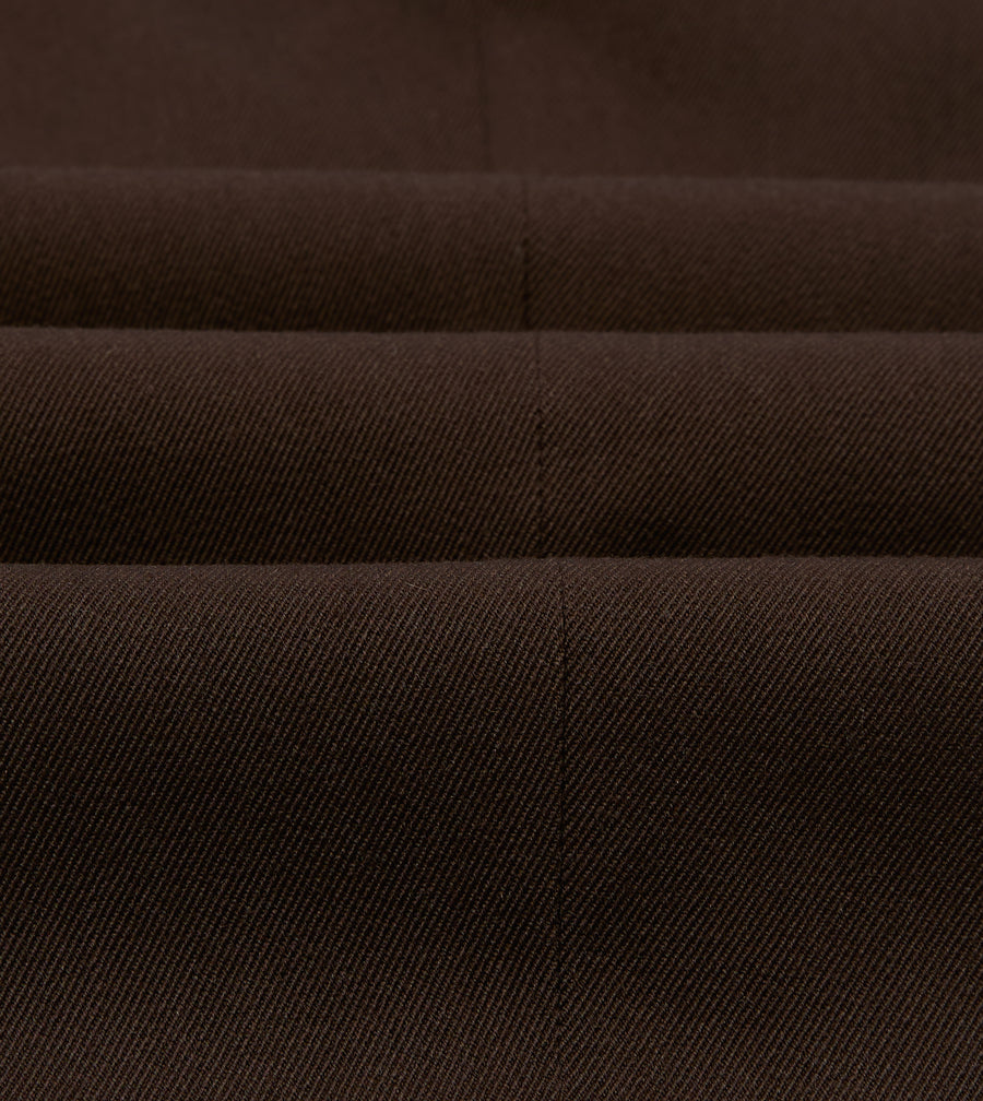 Brown Wool-Cotton Single Pleat Trouser