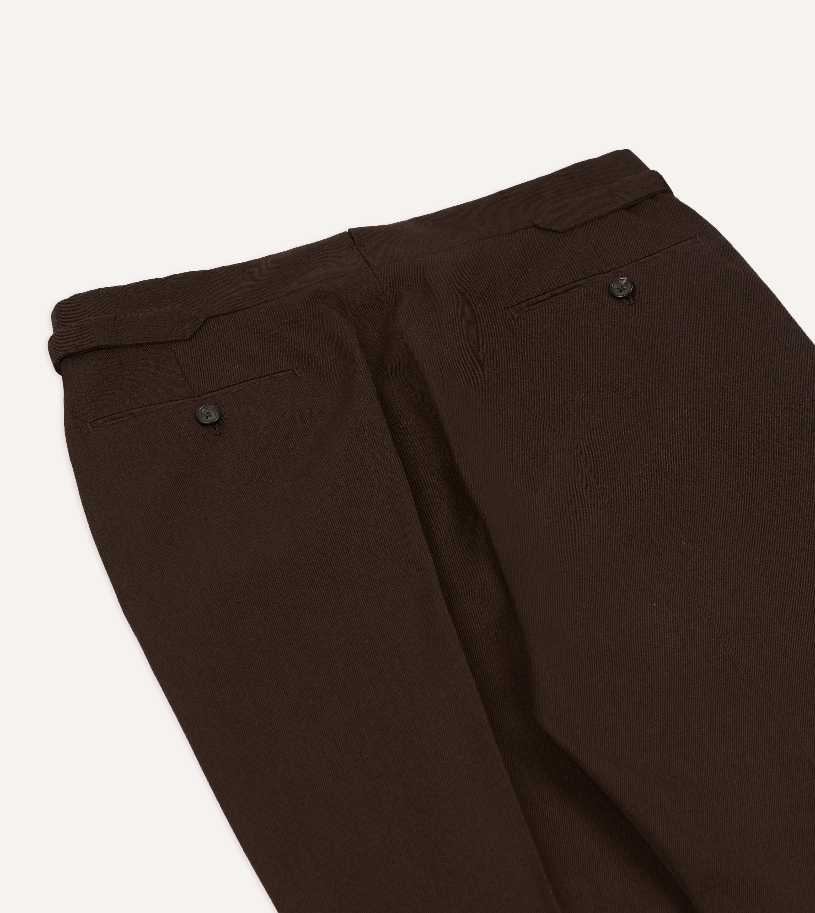 Brown Wool-Cotton Single Pleat Trouser – Drakes US