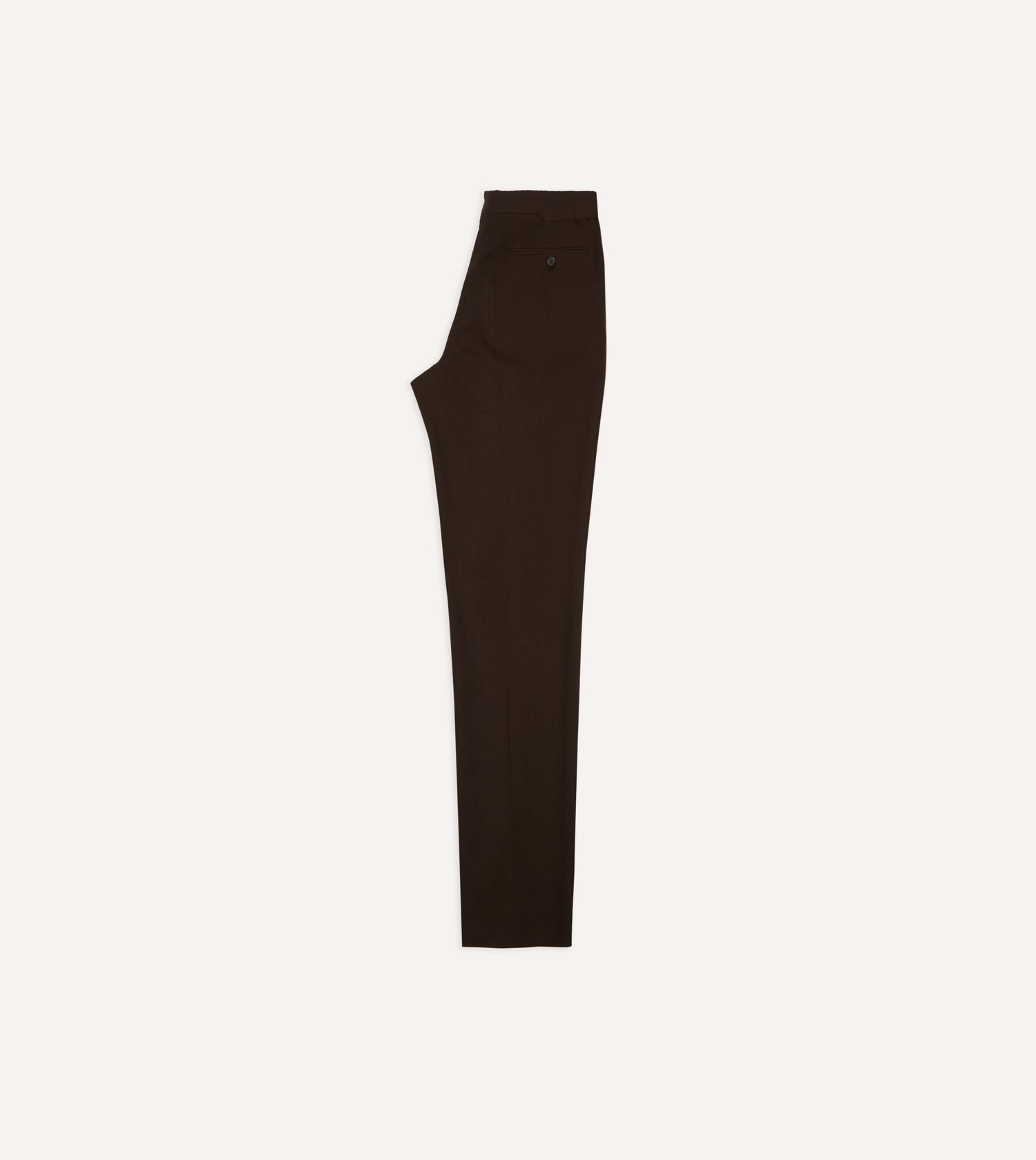 Brown Wool-Cotton Single Pleat Trouser
