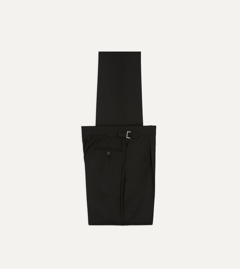 Black Fresco® Wool Single-Pleat Trouser