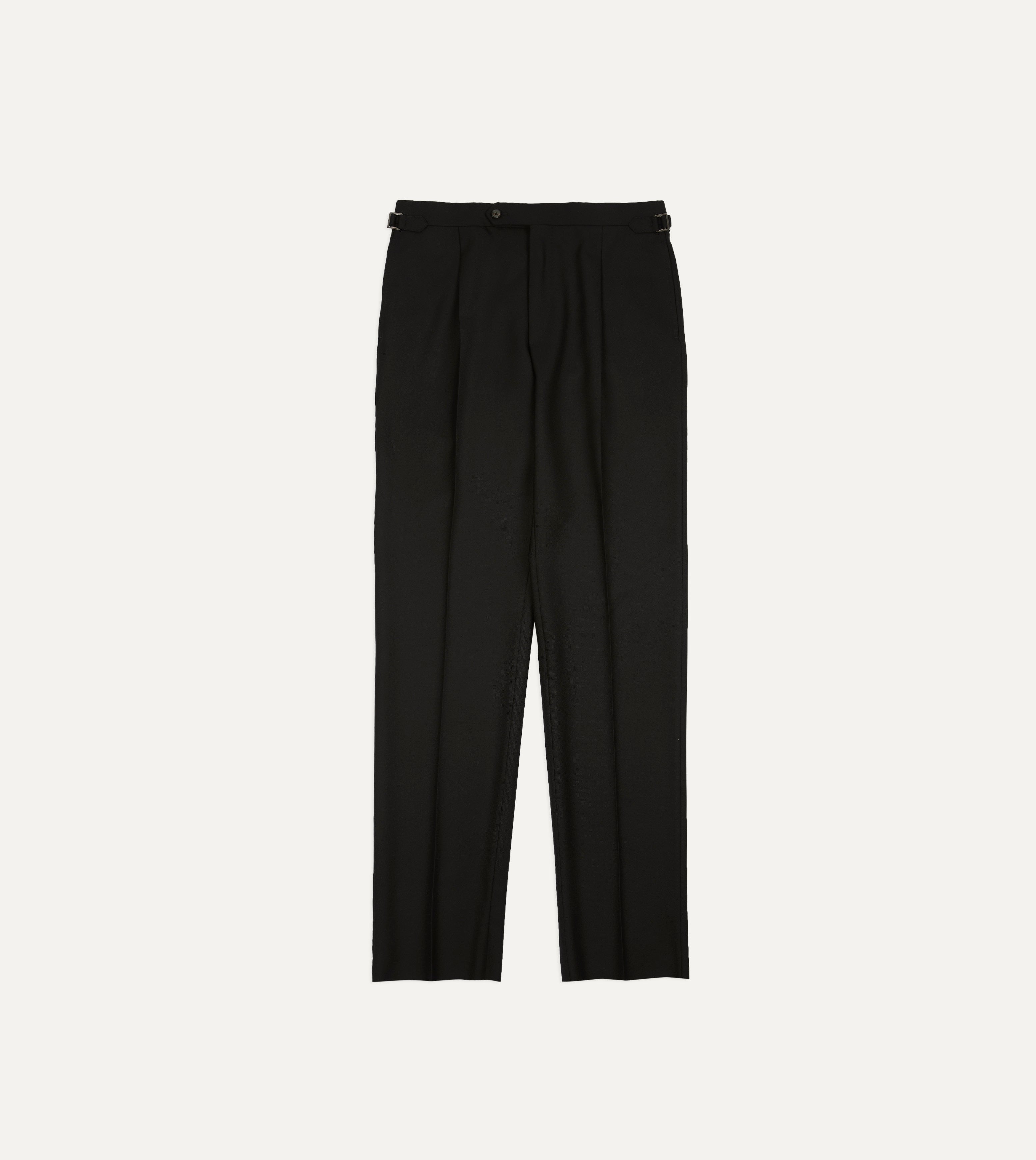 Black Fresco® Wool Single-Pleat Trouser – Drakes US