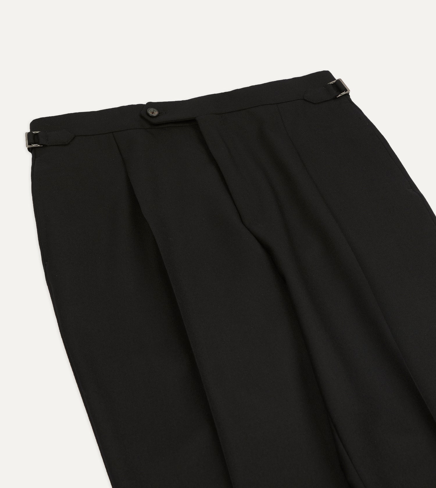 Black Fresco® Wool Single-Pleat Trouser