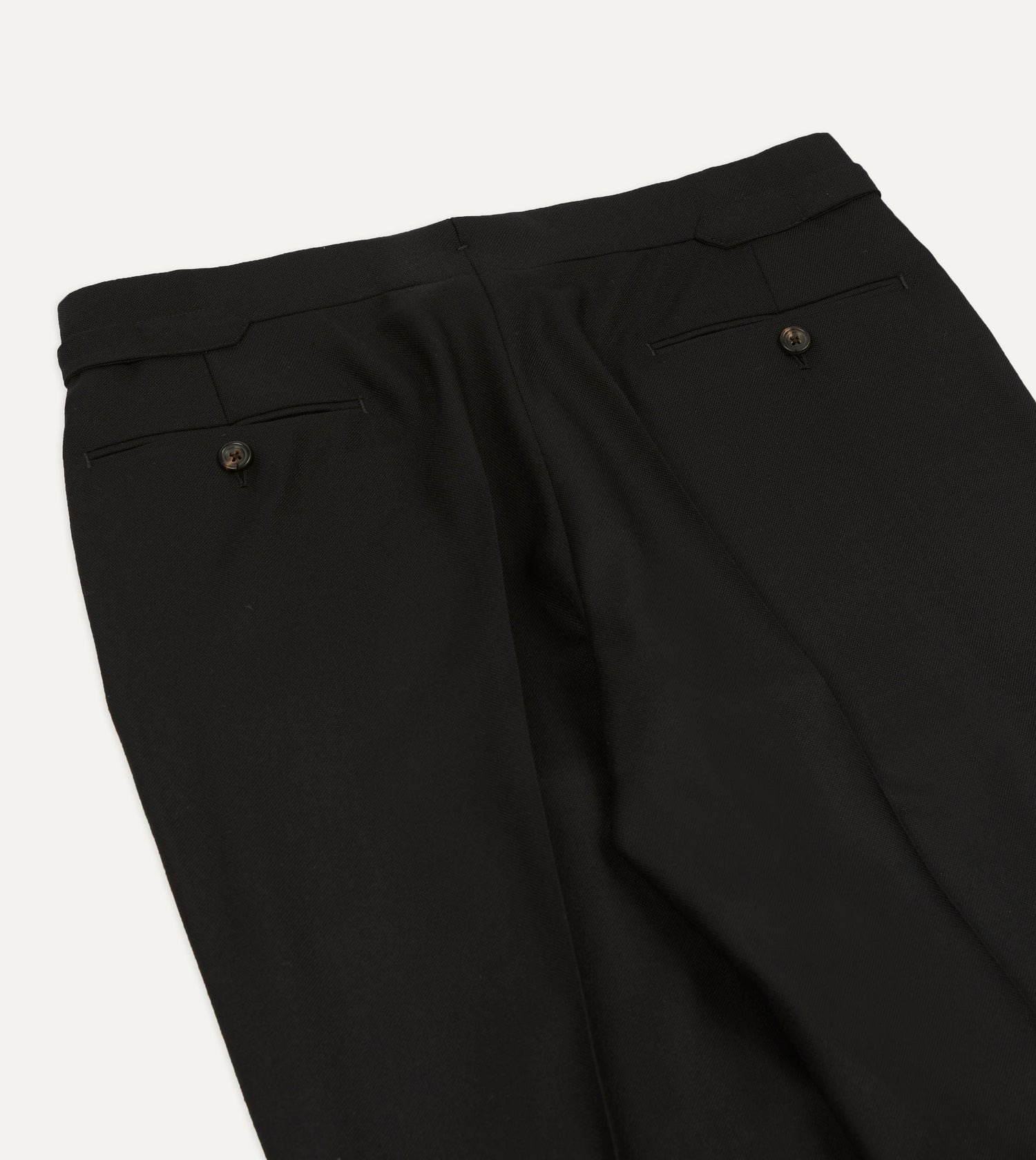 Black Fresco® Wool Single-Pleat Trouser