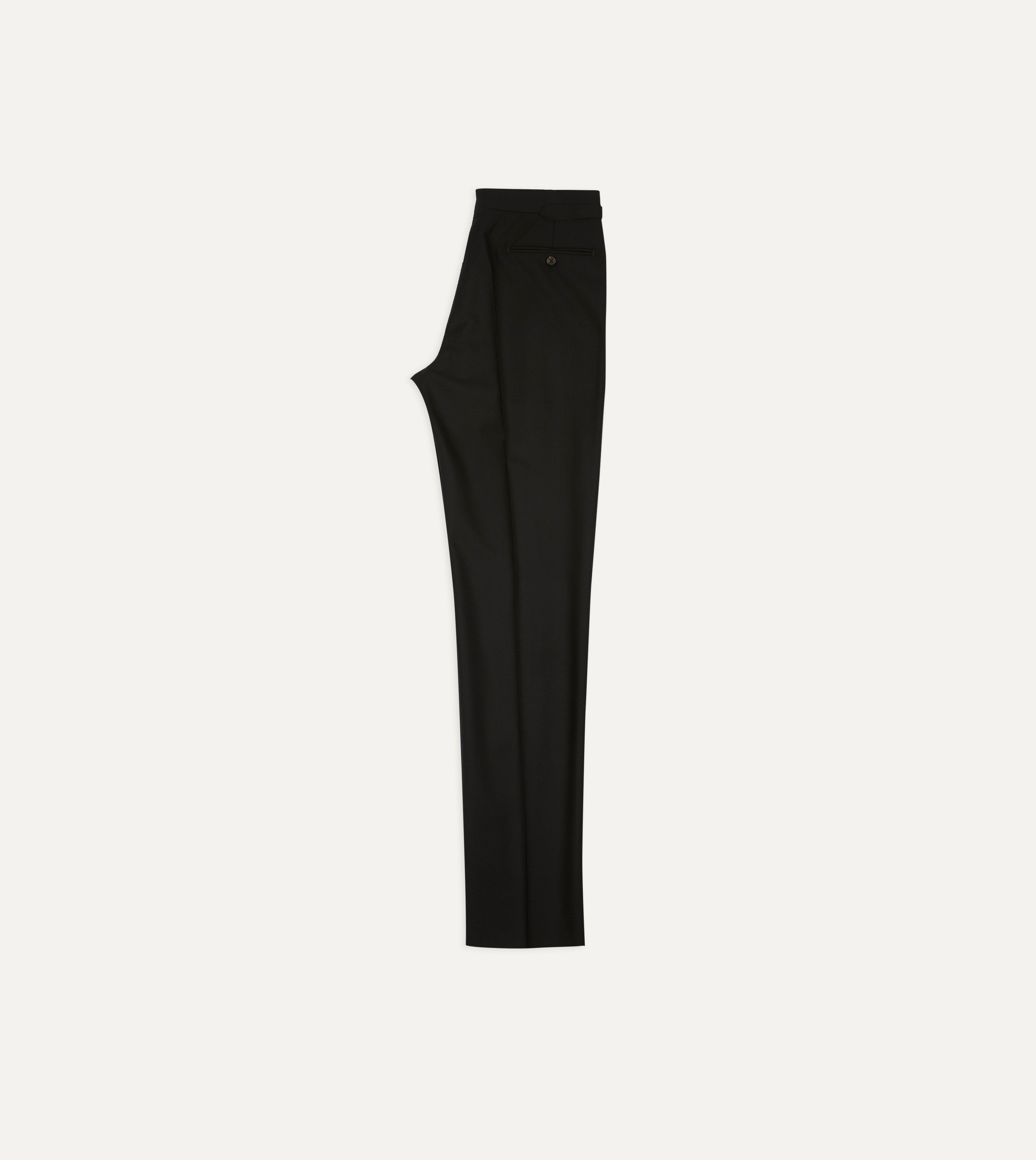 Black Fresco® Wool Single-Pleat Trouser – Drakes US