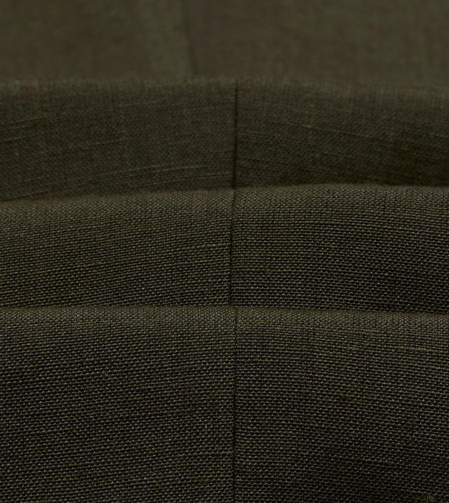 Khaki Green Linen-Wool Single Pleat Trouser