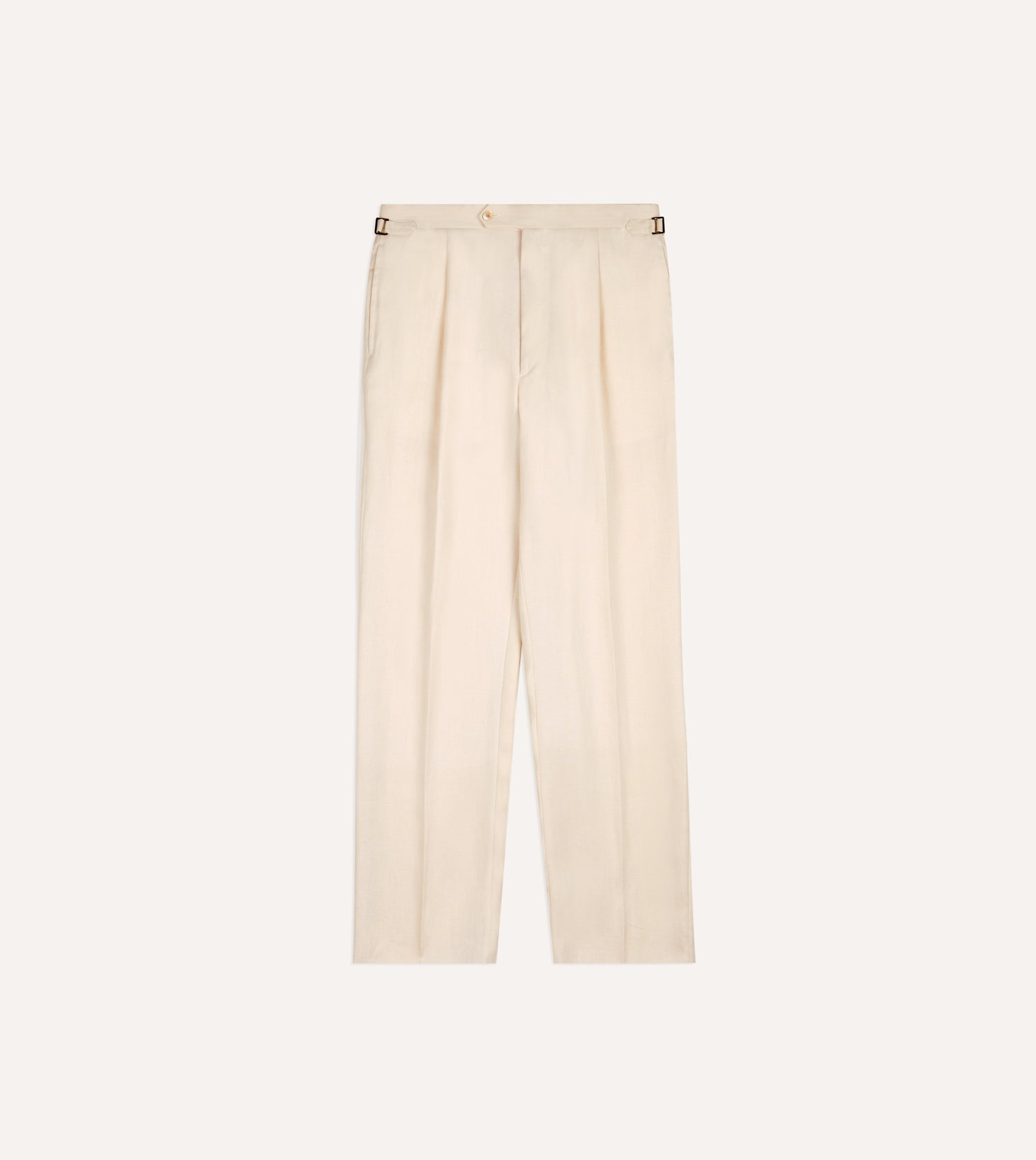 Ecru Ramie-Canapa Single-Pleat Trouser