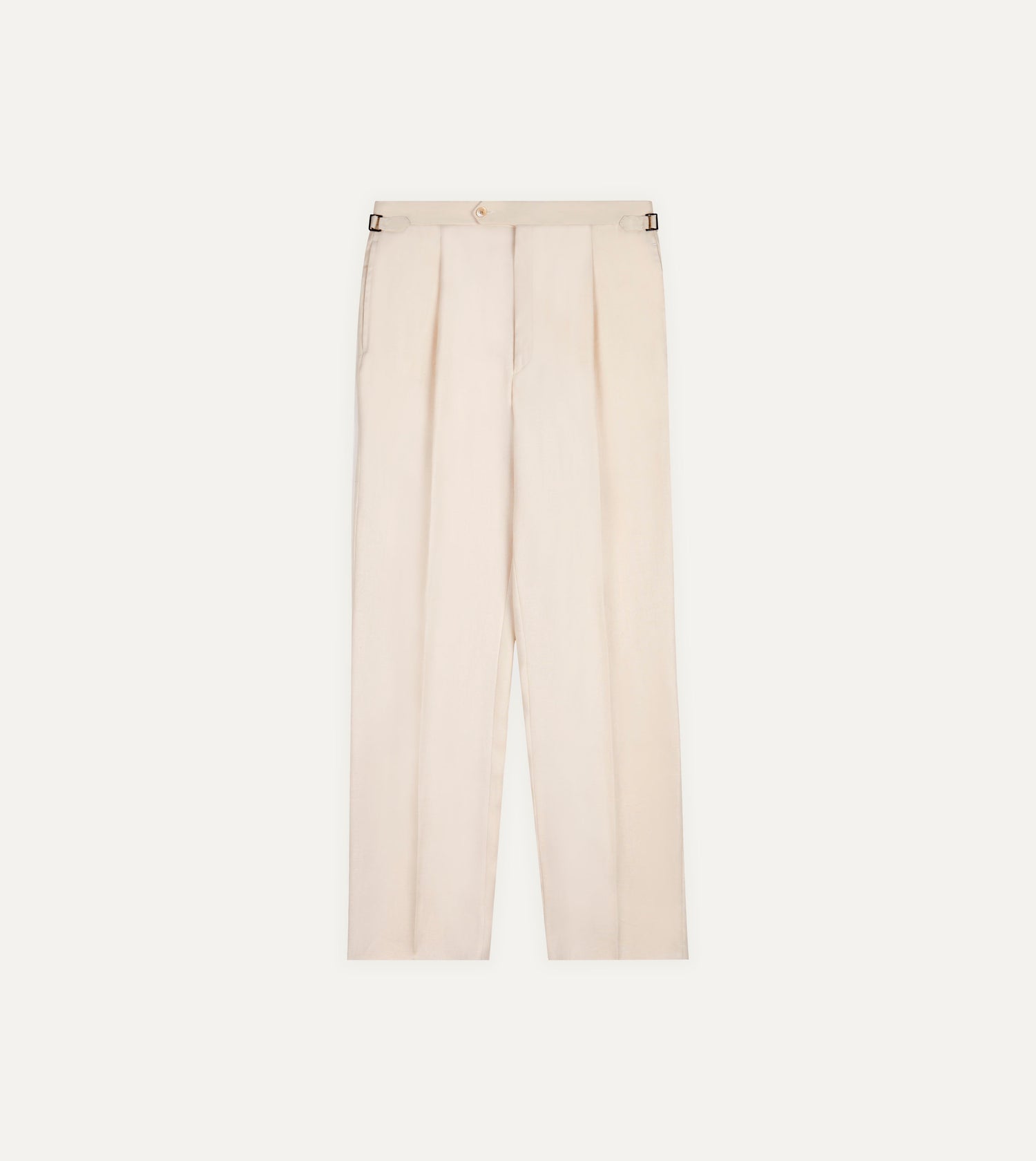 Ecru Ramie-Canapa Single-Pleat Trouser