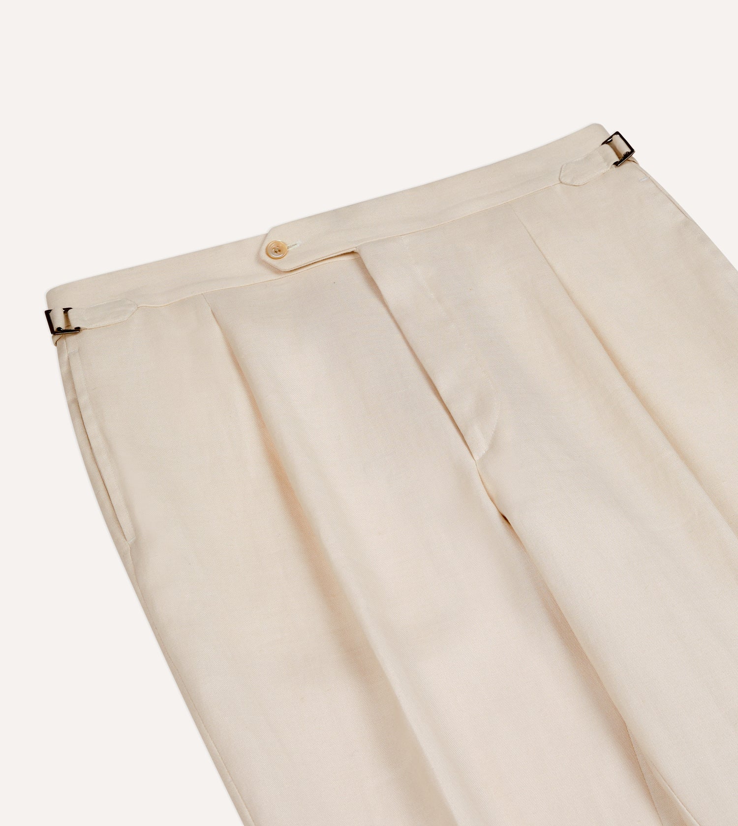 Ecru Ramie-Canapa Single-Pleat Trouser