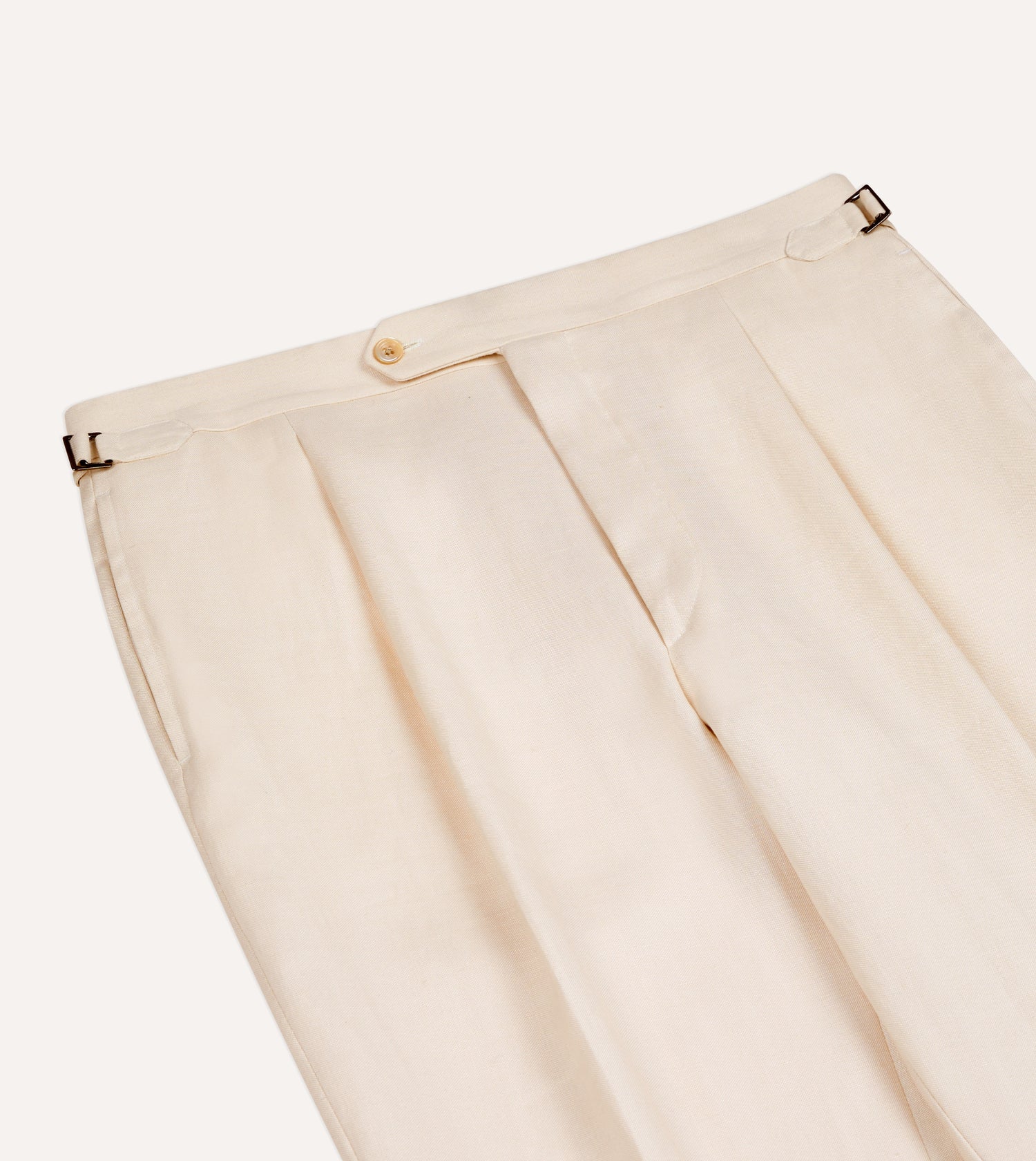 Ecru Ramie-Canapa Single-Pleat Trouser