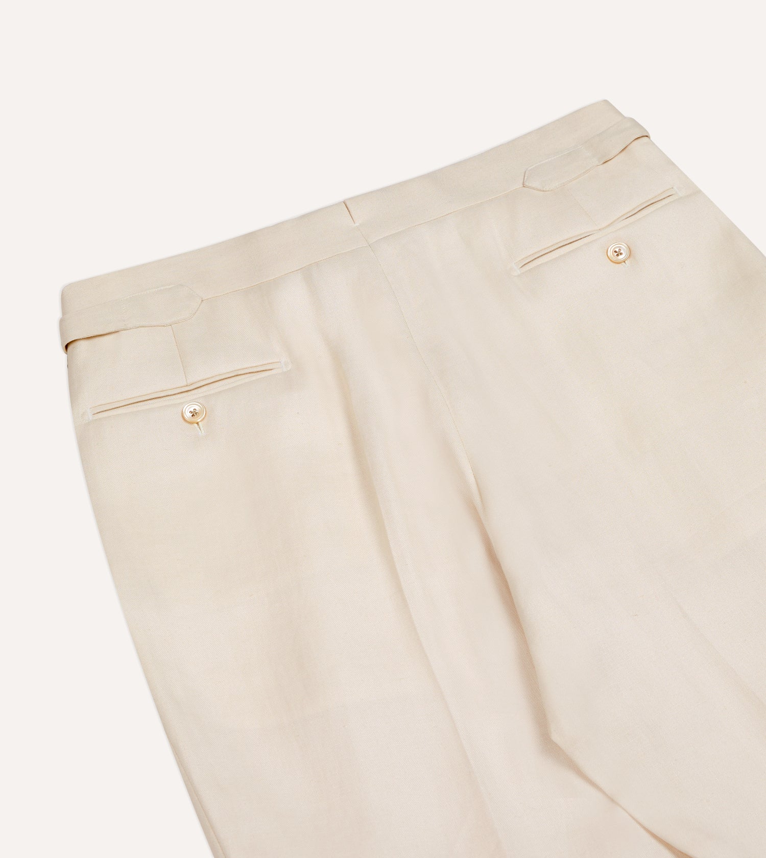 Ecru Ramie-Canapa Single-Pleat Trouser
