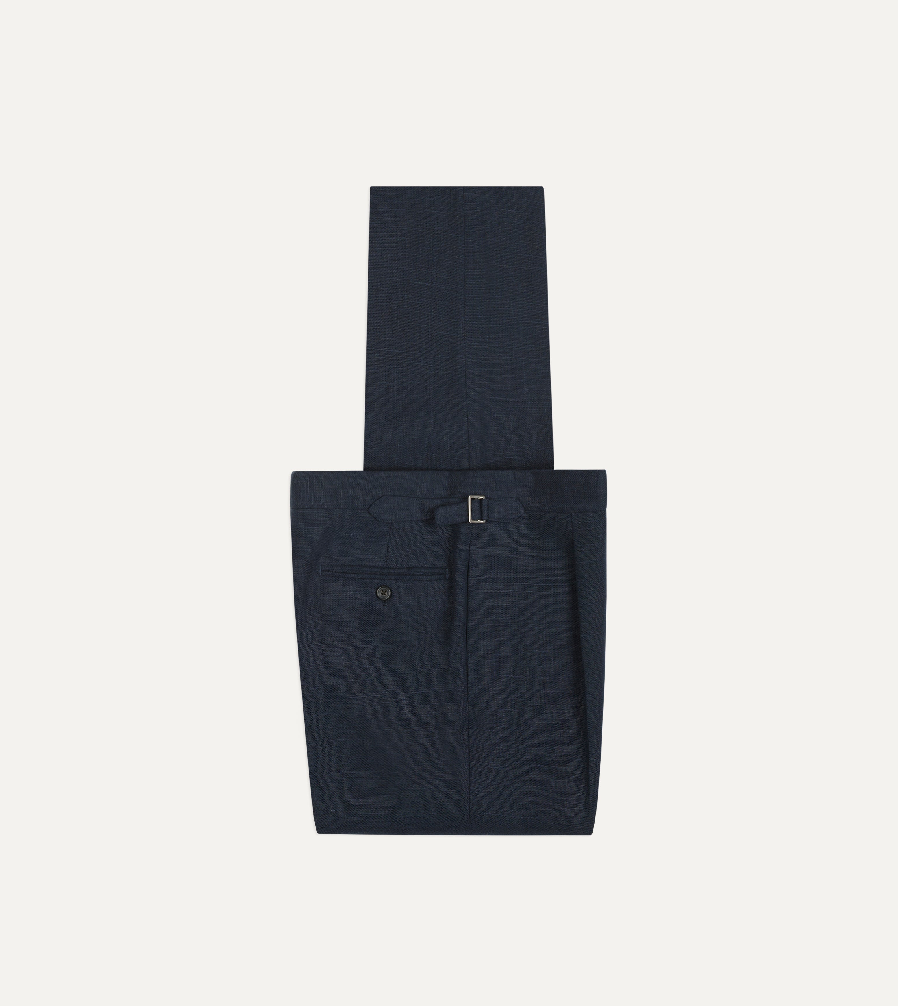 Navy Linen Single Pleat Trouser