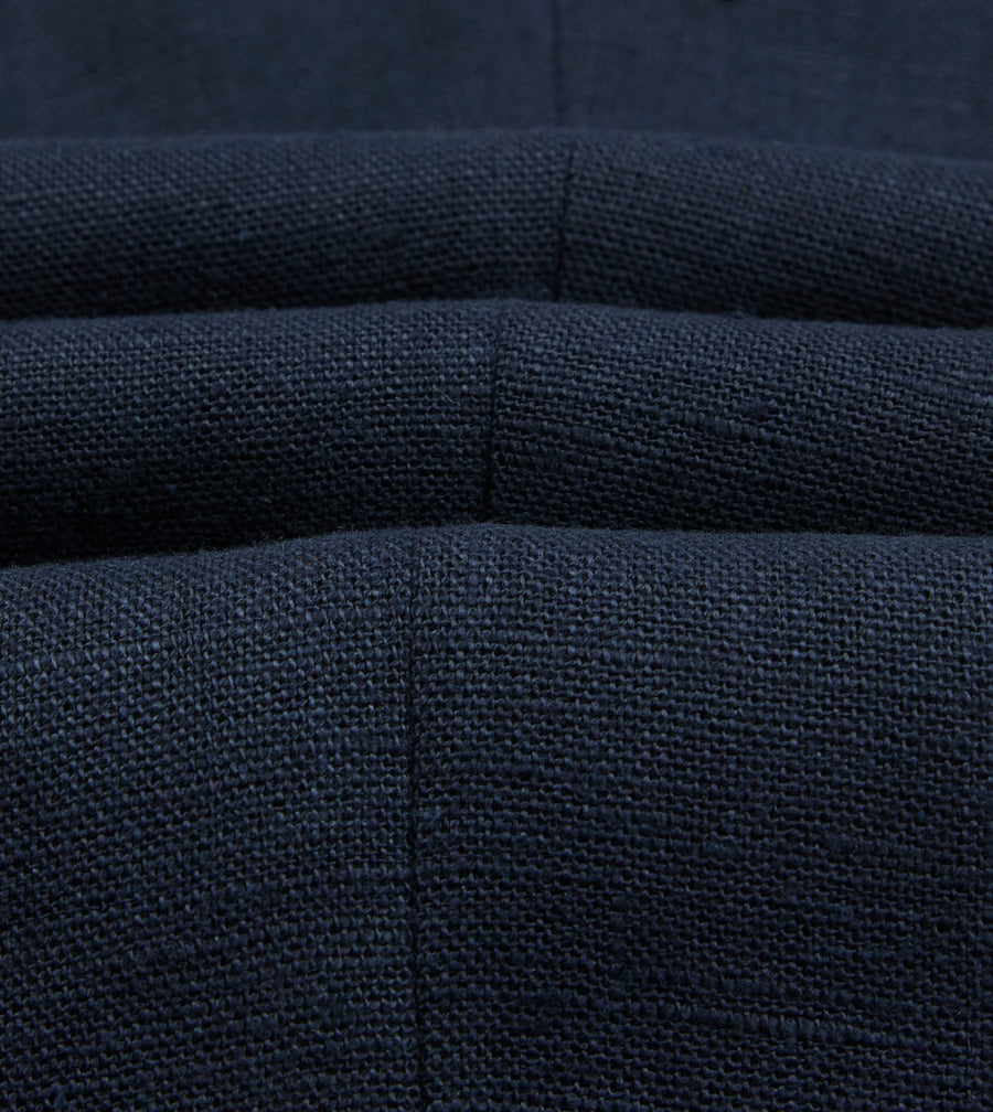 Navy Linen Single Pleat Trouser