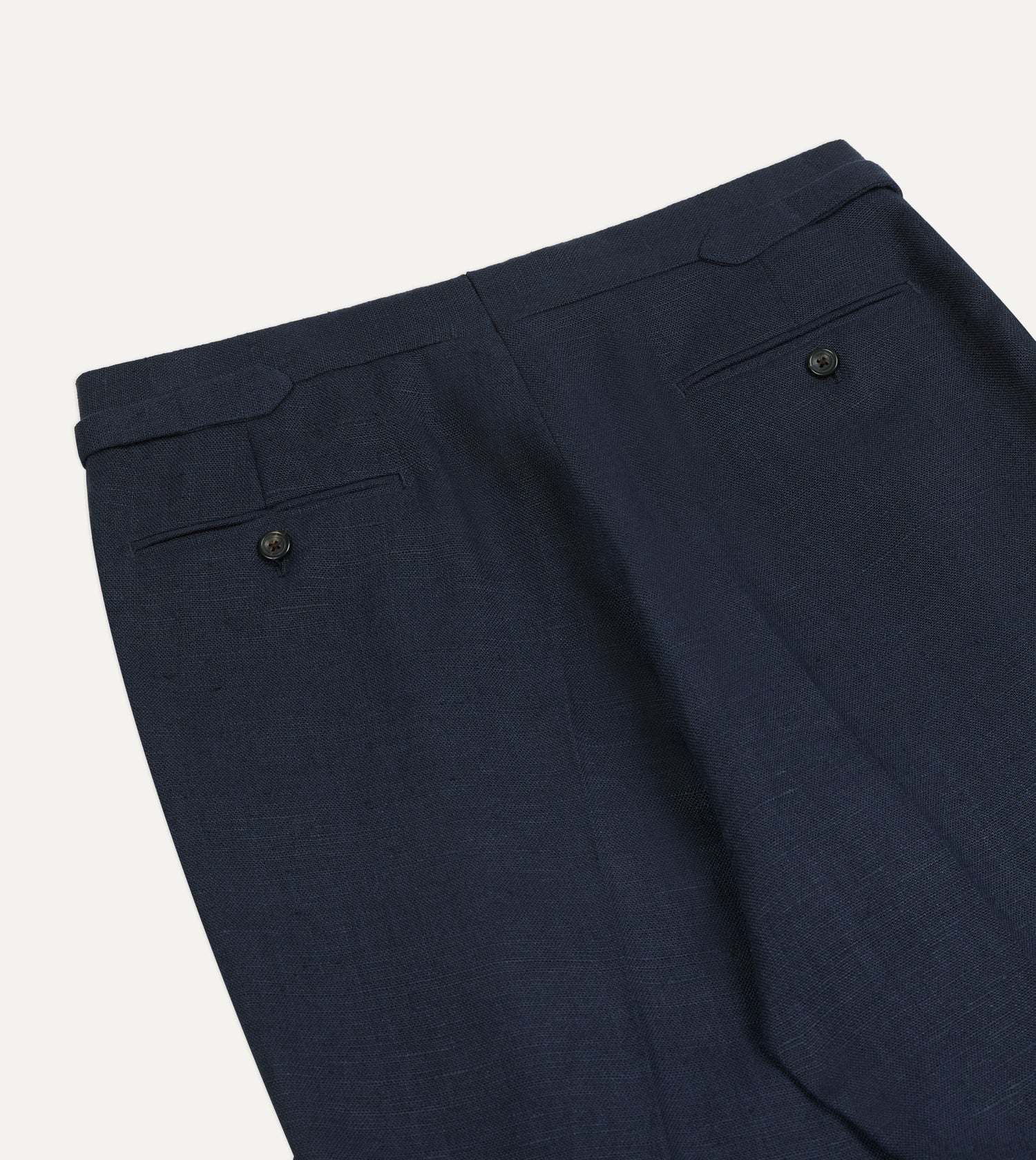 Navy Linen Single Pleat Trouser