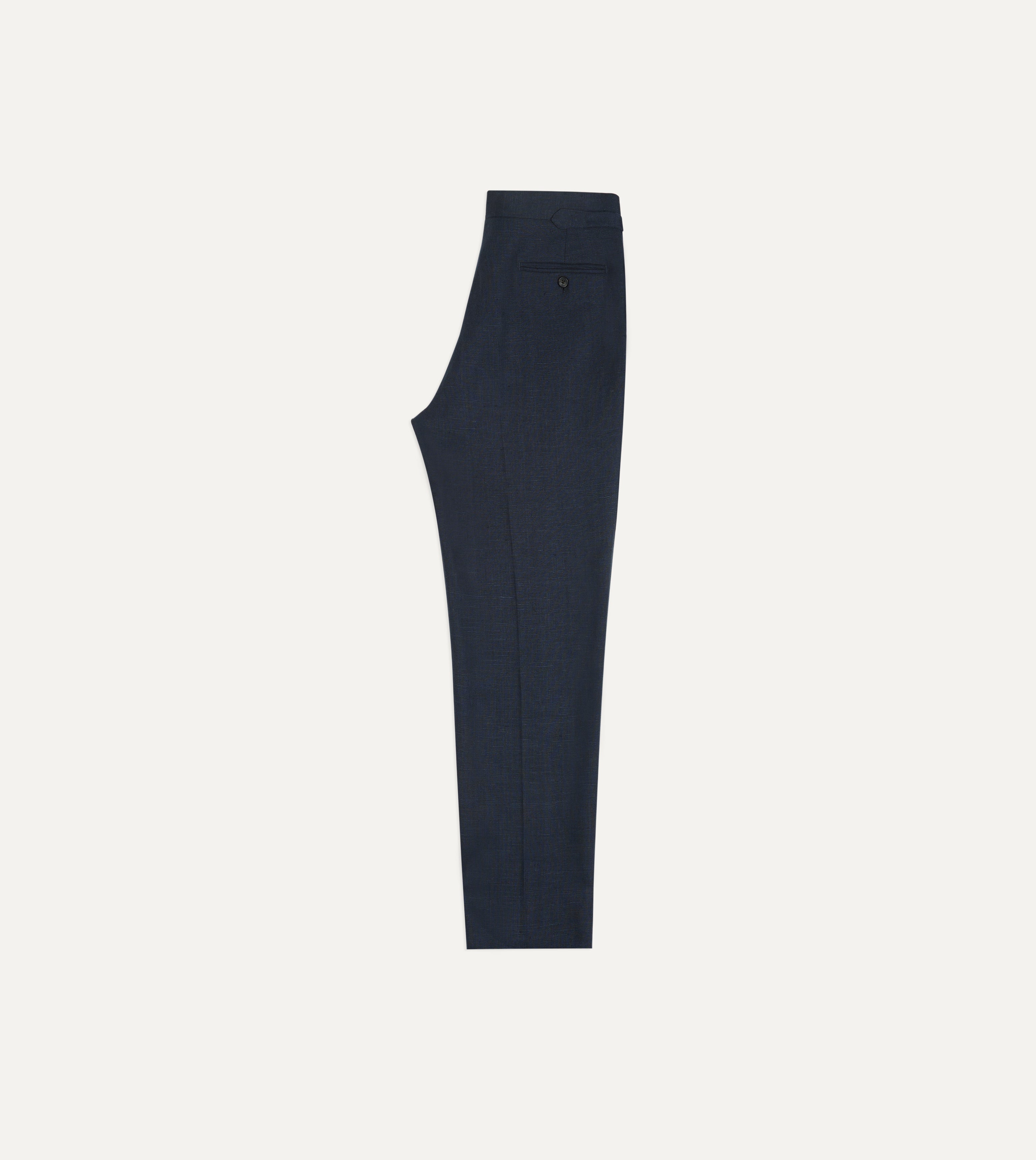 Navy Linen Single Pleat Trouser