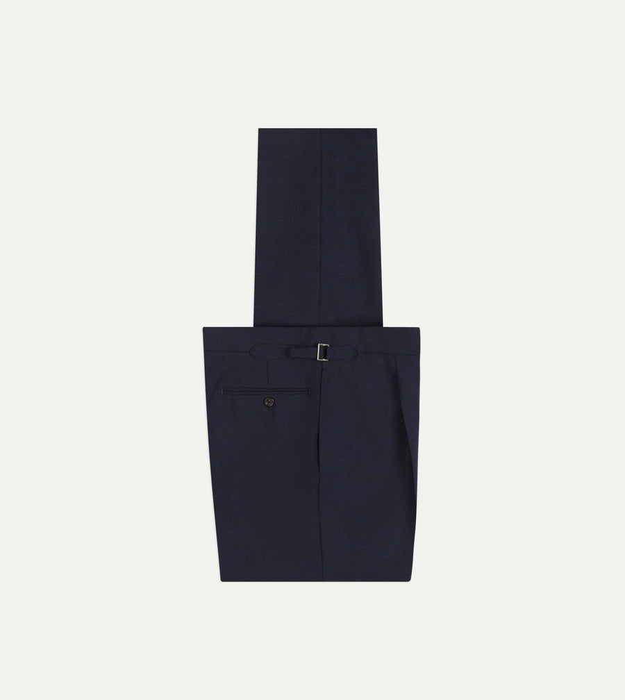 Navy Fresco® Wool Single-Pleat Trouser